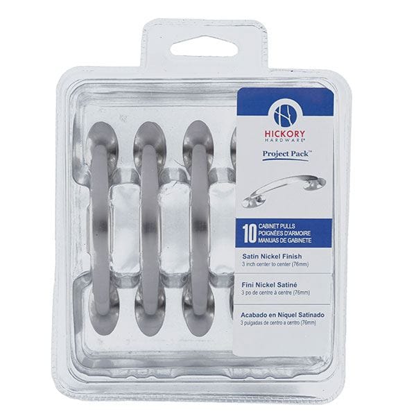 3" Luna Cabinet Pull Project Pack, Satin Nickel, 10 pieces