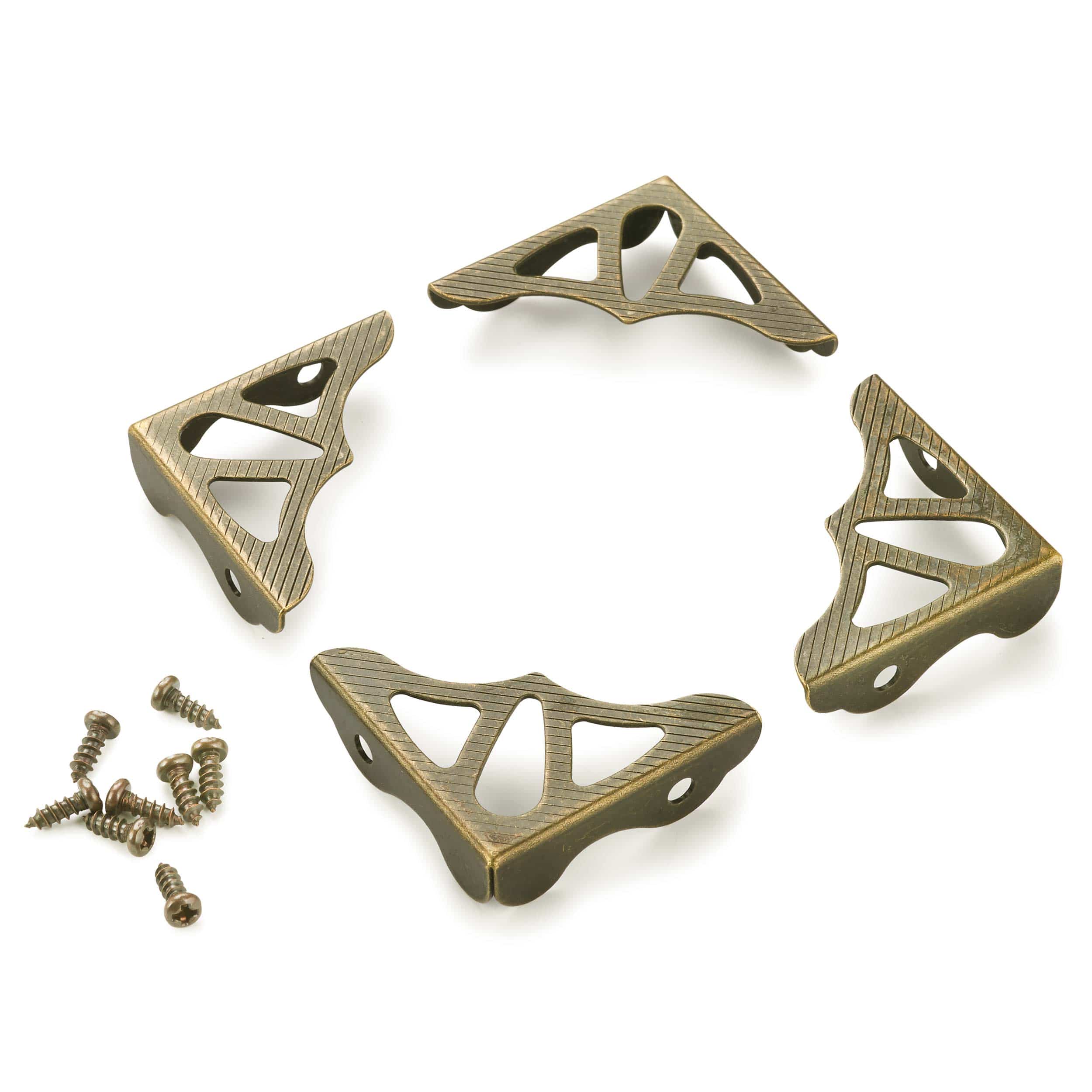 Decorative Box Corners - Antique Brass Plated - 4 Piece