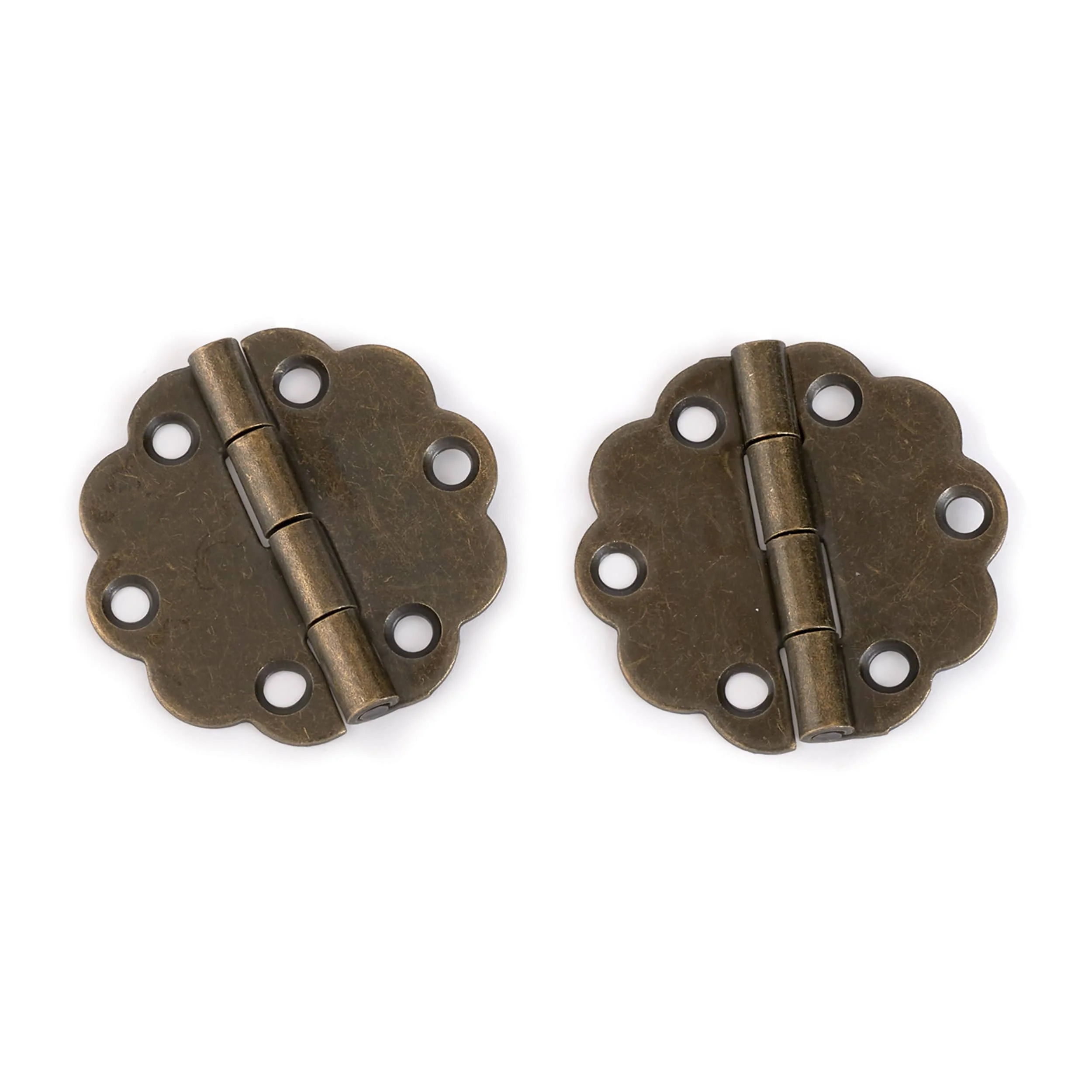 Decorative Round Box Hinge with Screws - Pair