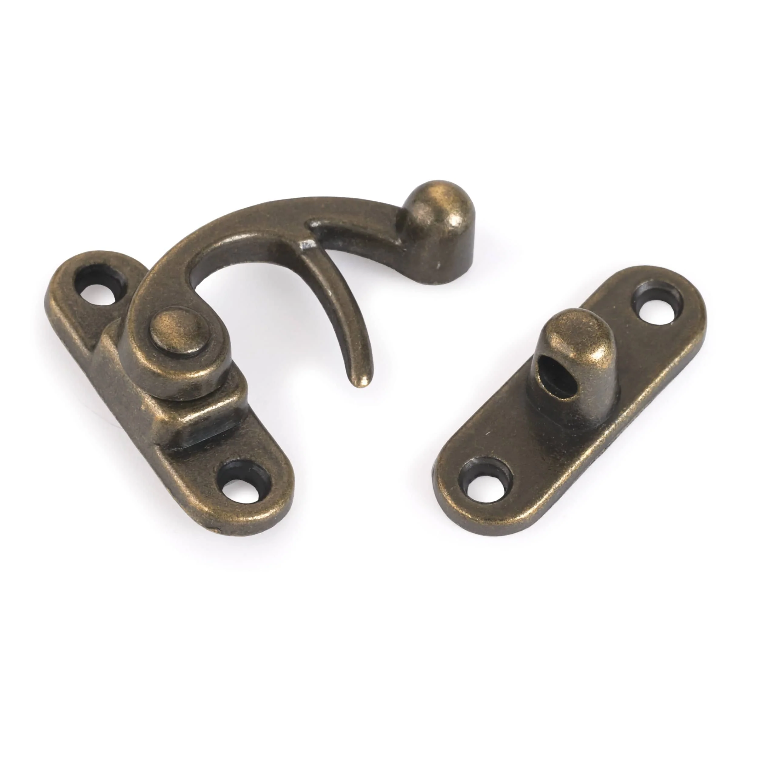 Hook Latch with Screws - Small - Antique Brass