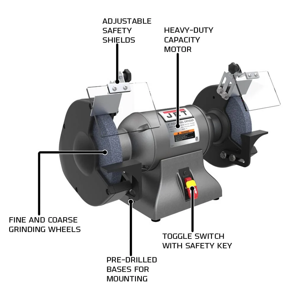 8" Industrial Bench Grinder - 1 HP - Image 4