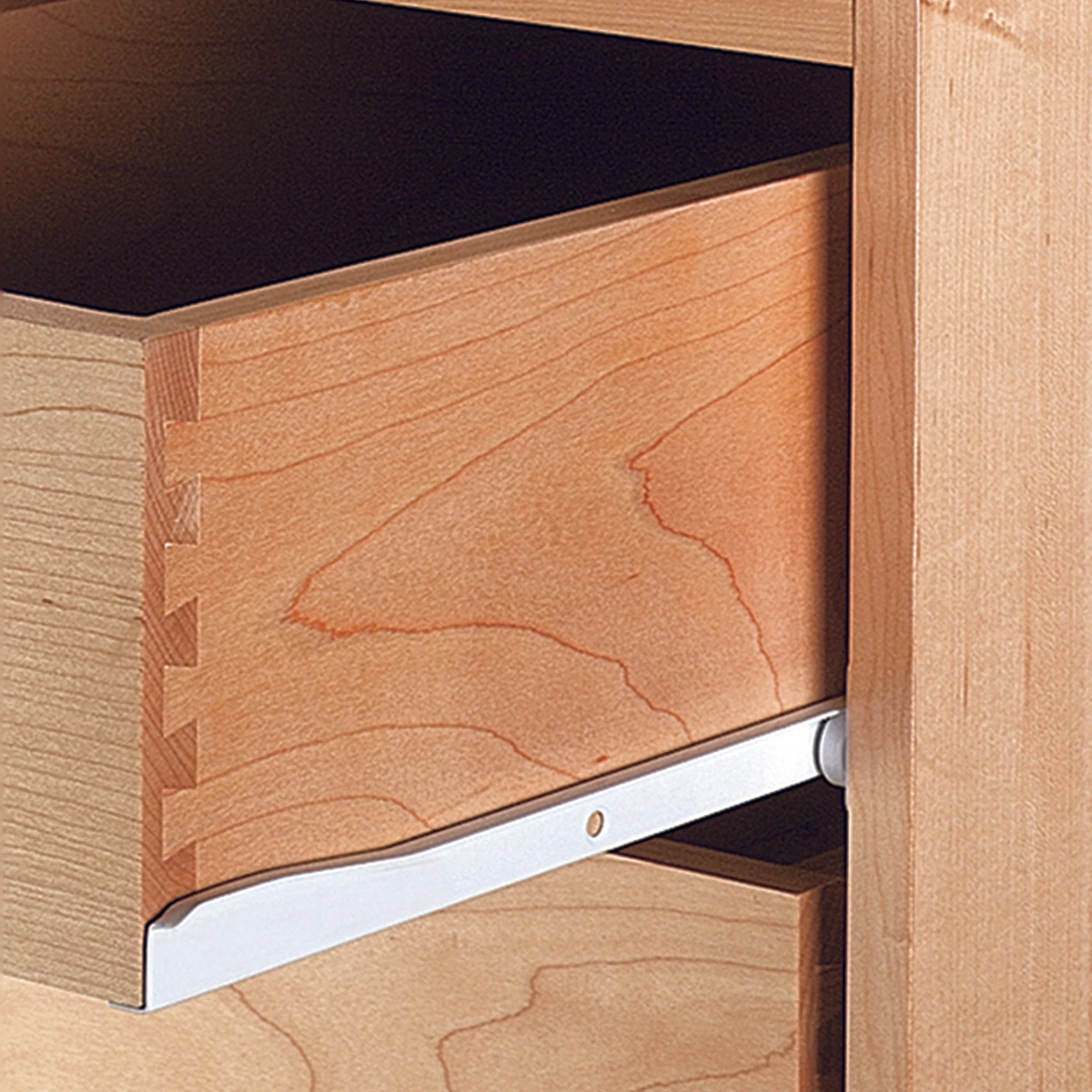 3/4-Extension Self-Close White Epoxy Coated Euro Drawer Slides - Model KV 1805 - Pair - Image 5