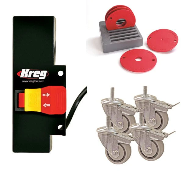 Casters, Switch and Insert Rings Set Router Table Accessory Kit