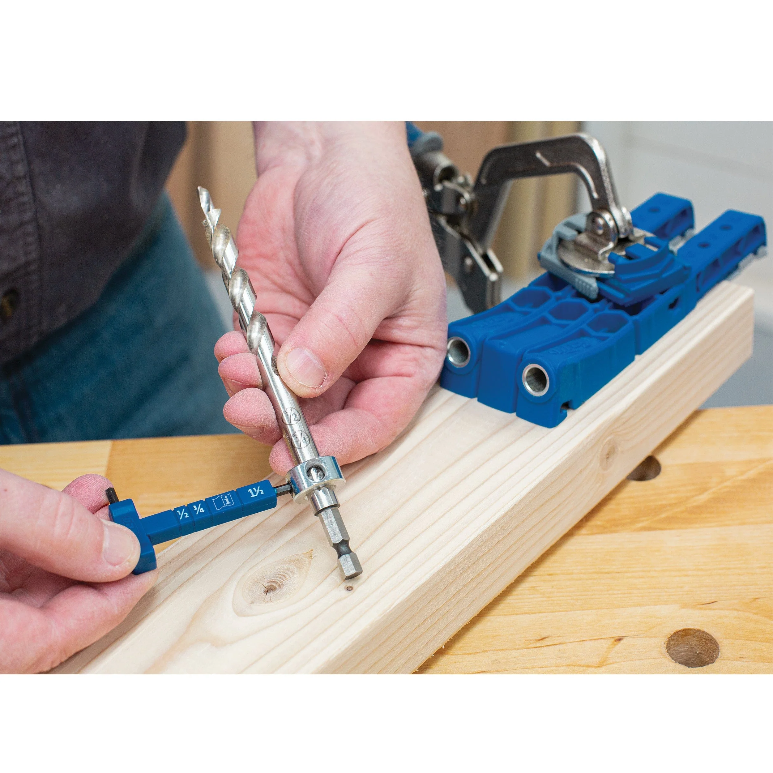 Easy-Set Pocket-Hole Drill Bit With Stop Collar And Hex Gauge - Image 2