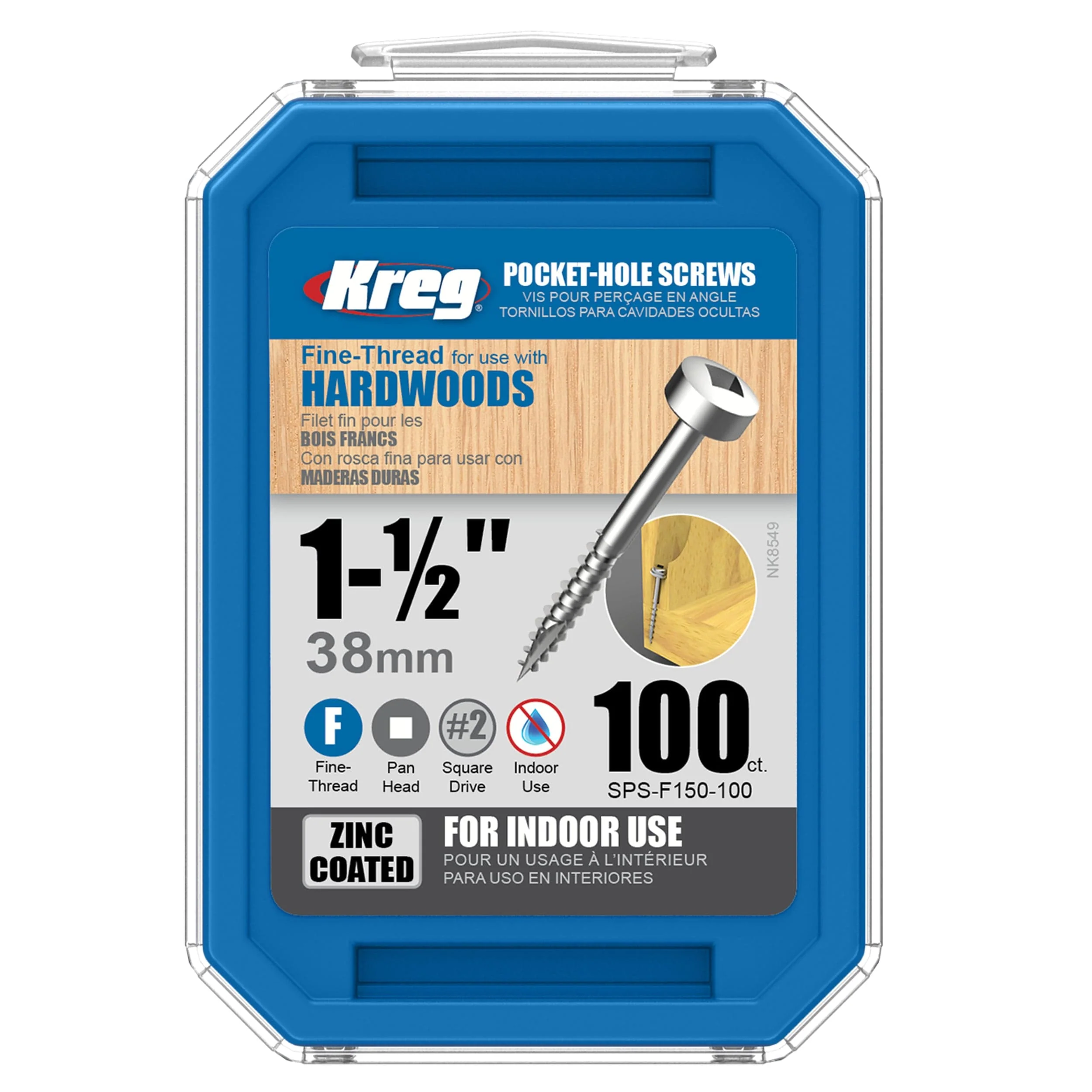 Pocket Hole Screw - #6 Fine - Square Drive - Pan-Head - Zinc - Image 18