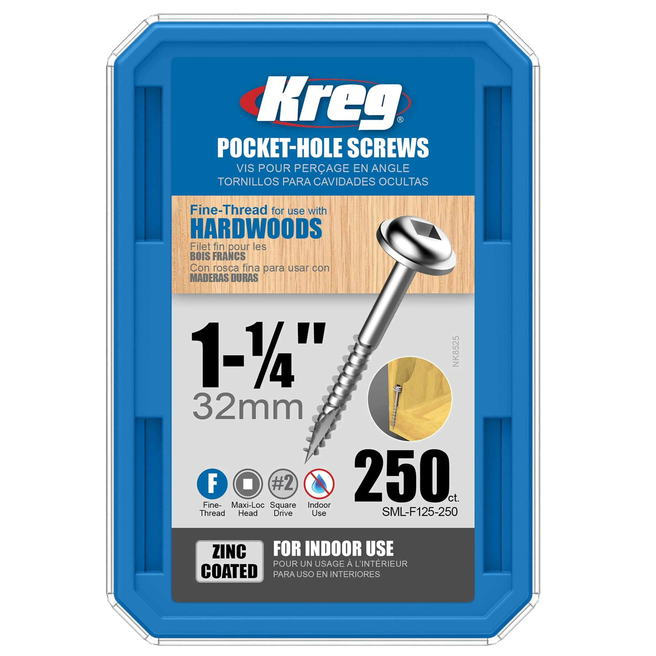 Pocket Hole Screw - #7 Fine - Square Drive - Washer Head - Zinc - Image 6