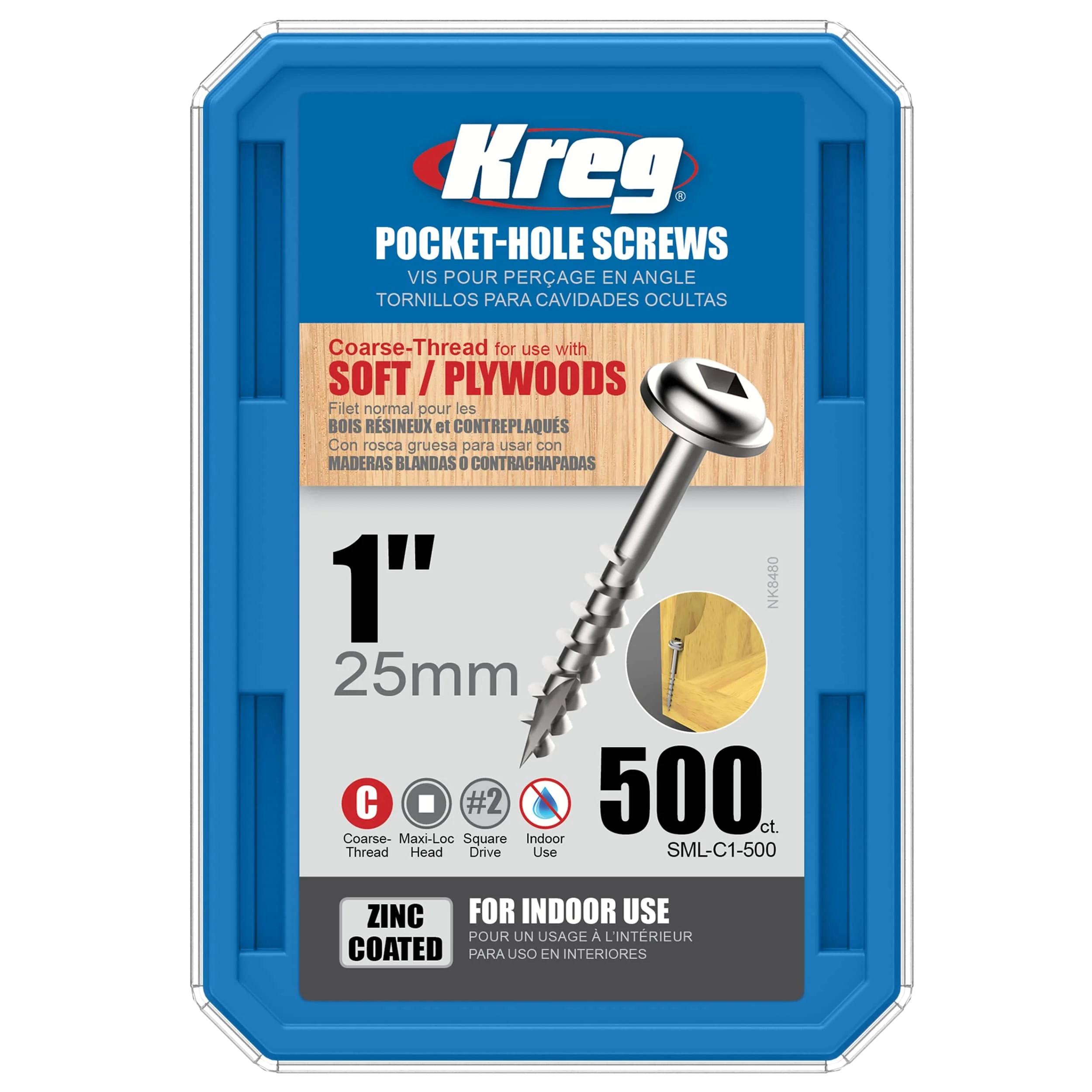 Pocket Hole Screw - #8 Coarse - Square Drive - Washer Head - Zinc - Image 6