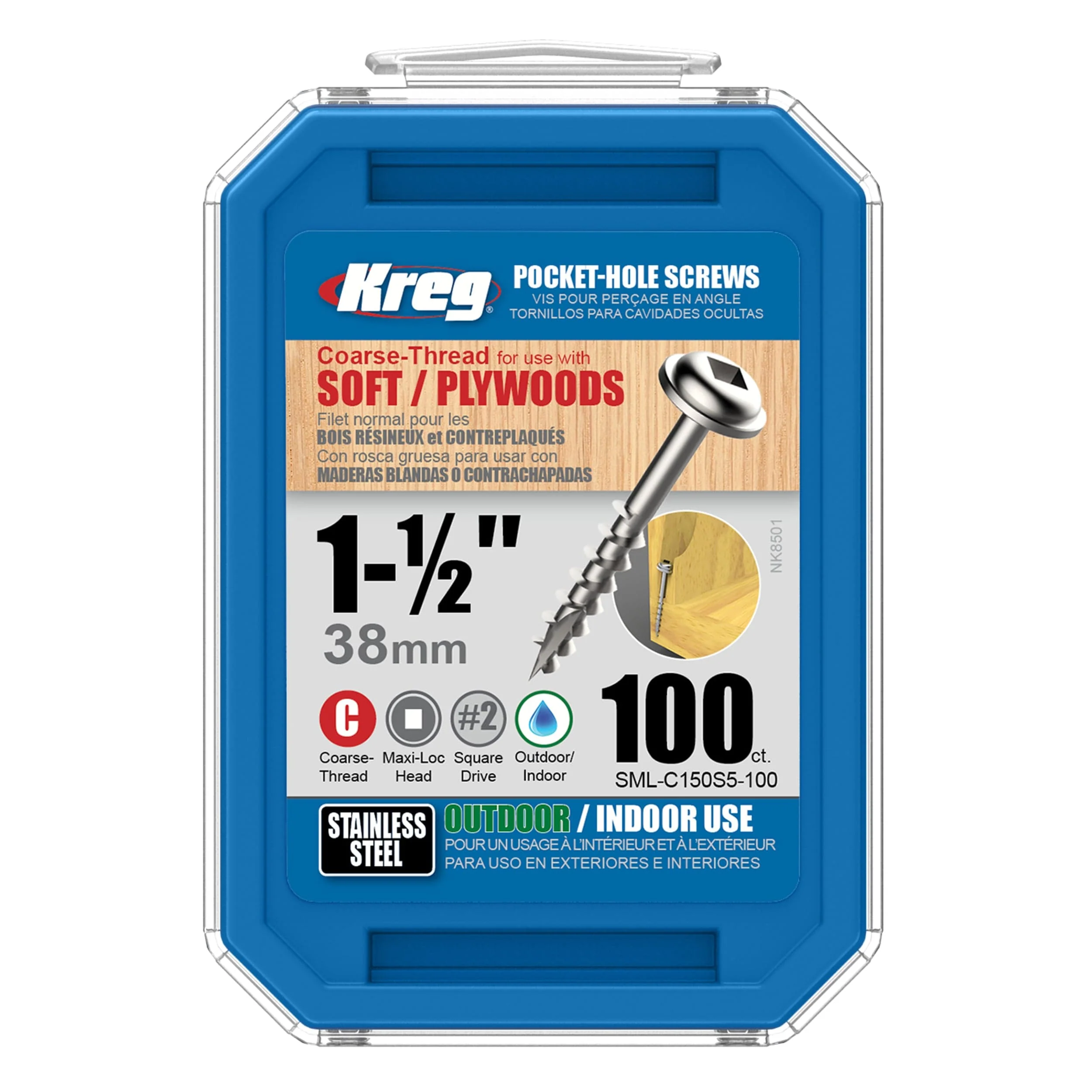 Pocket Hole Screw - Coarse - Square Drive - 305 Stainless Steel - Image 6