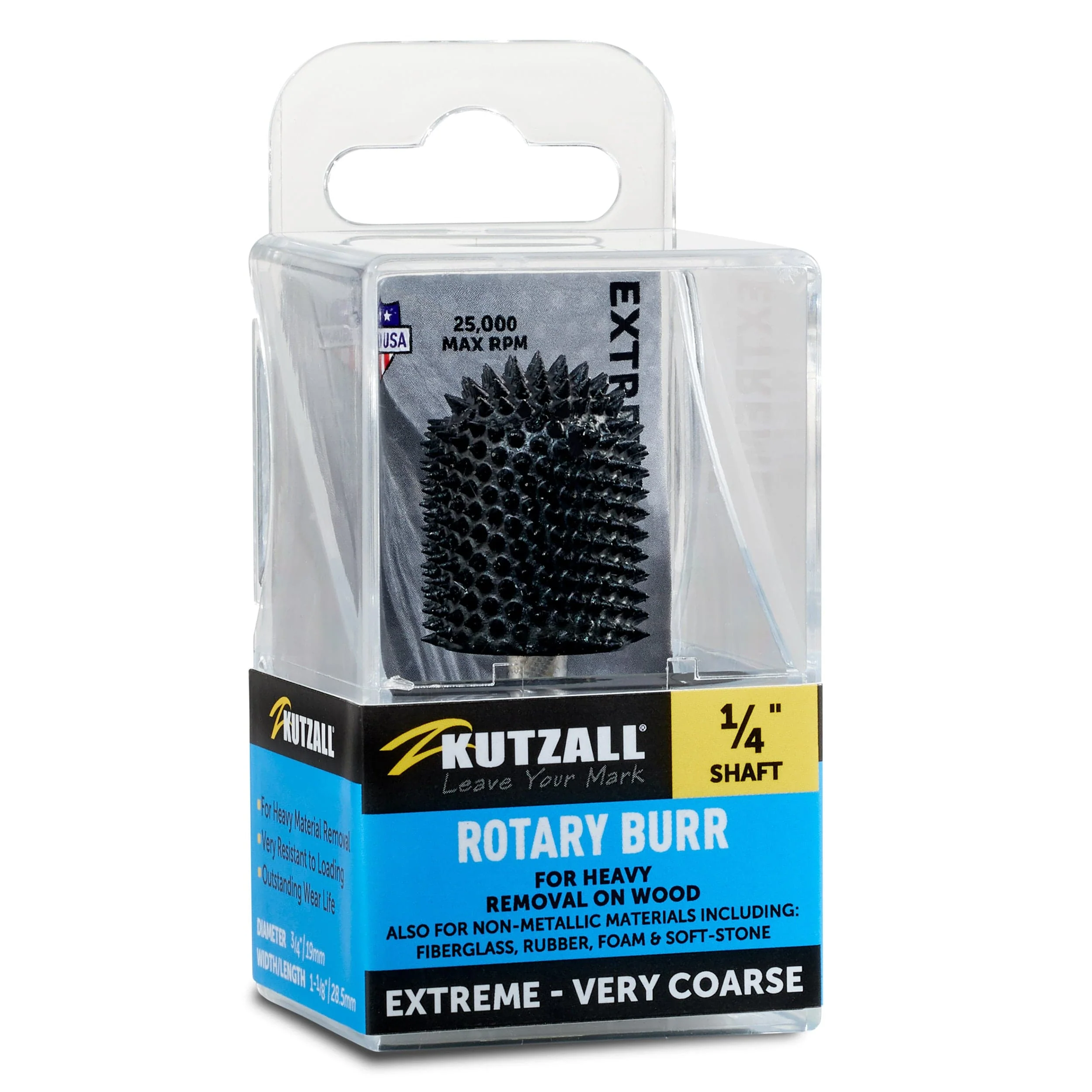 Extreme Ball Nose Burr, 1/4" Shaft, Very Coarse (3/4" x 1-1/8") - Image 2