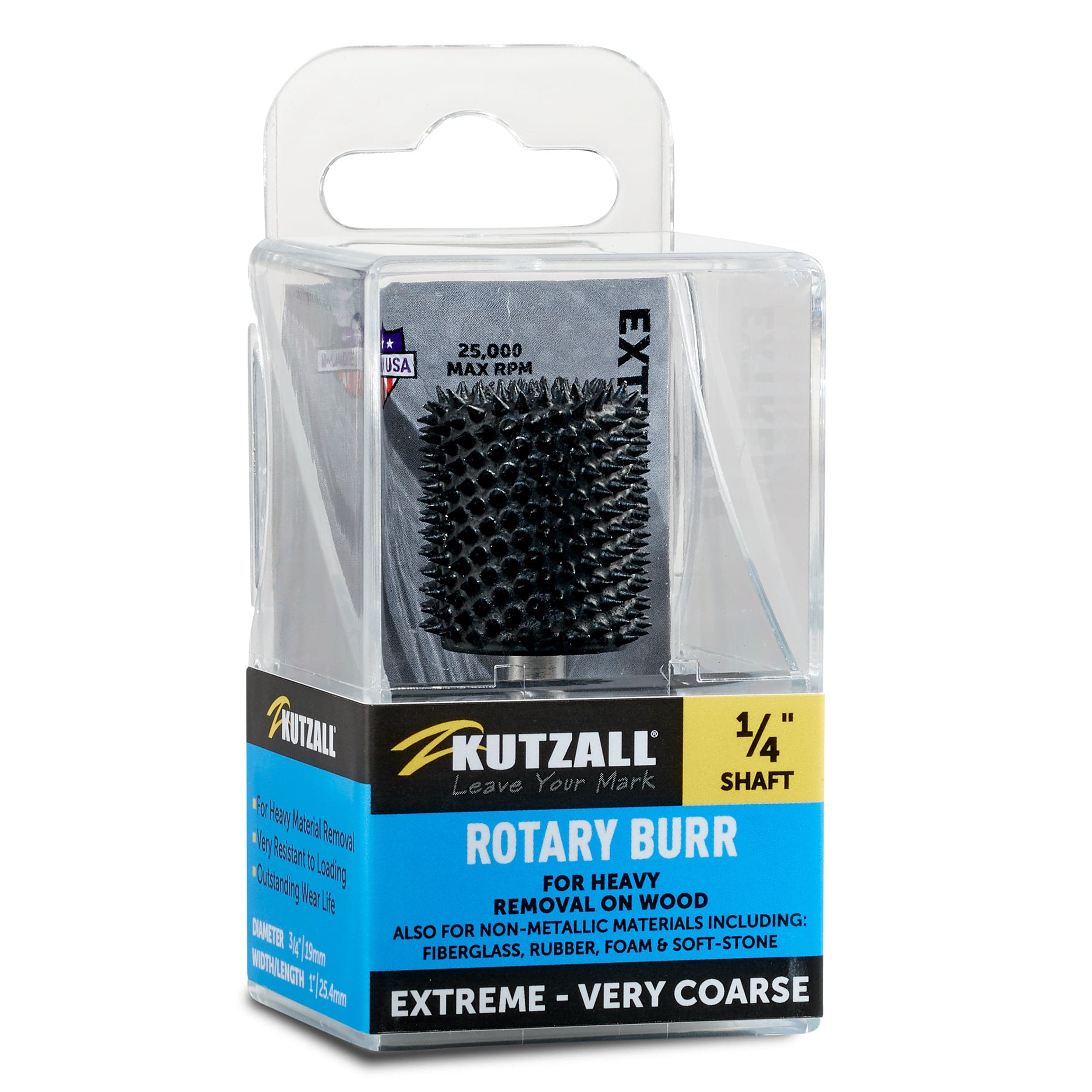 Extreme Cylinder Burr, 1/4" Shaft, Very Coarse (3/4" x 1") - Image 2