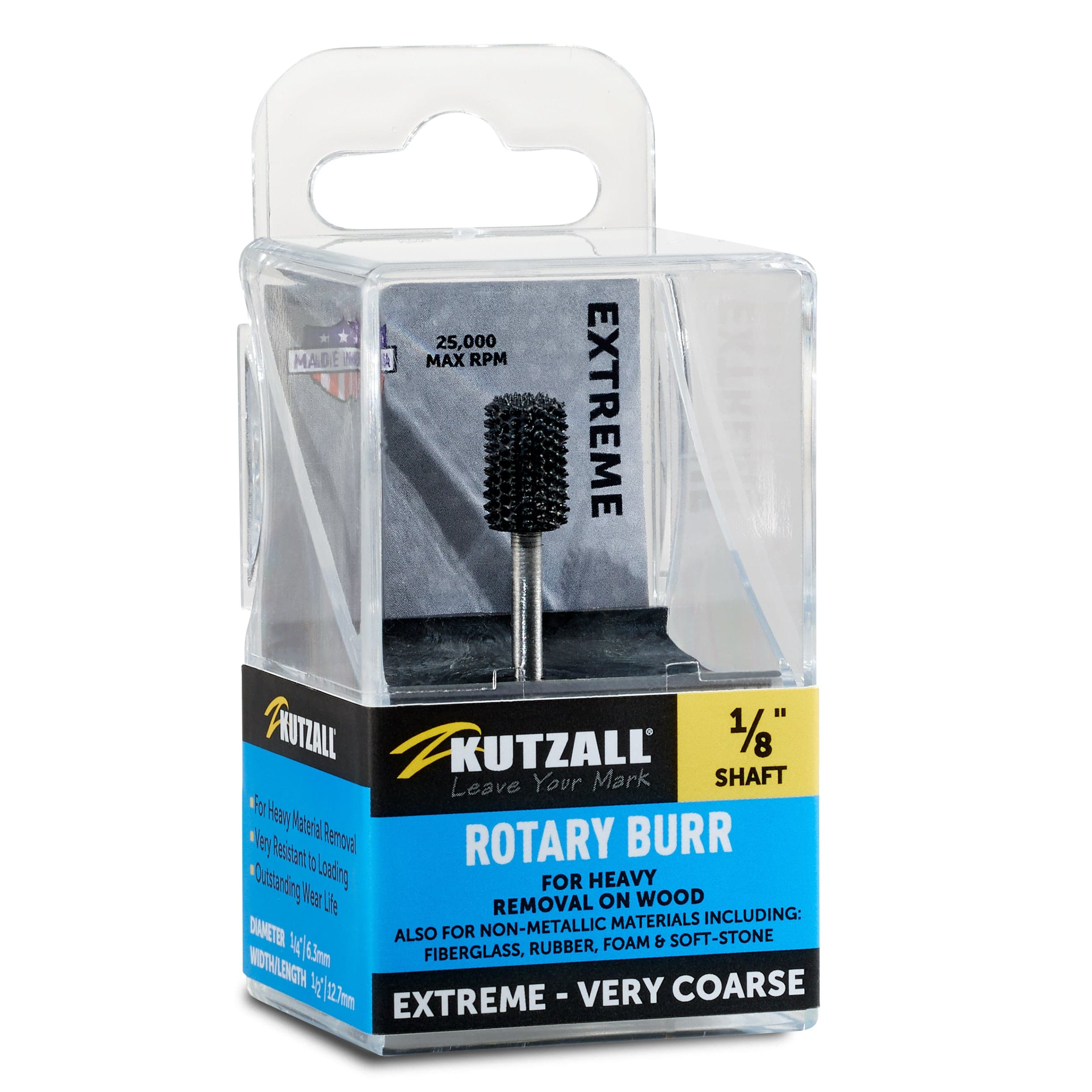 Extreme Cylinder Burr, 1/8" Shaft, Very Coarse (1/4" x 1/2") - Image 2