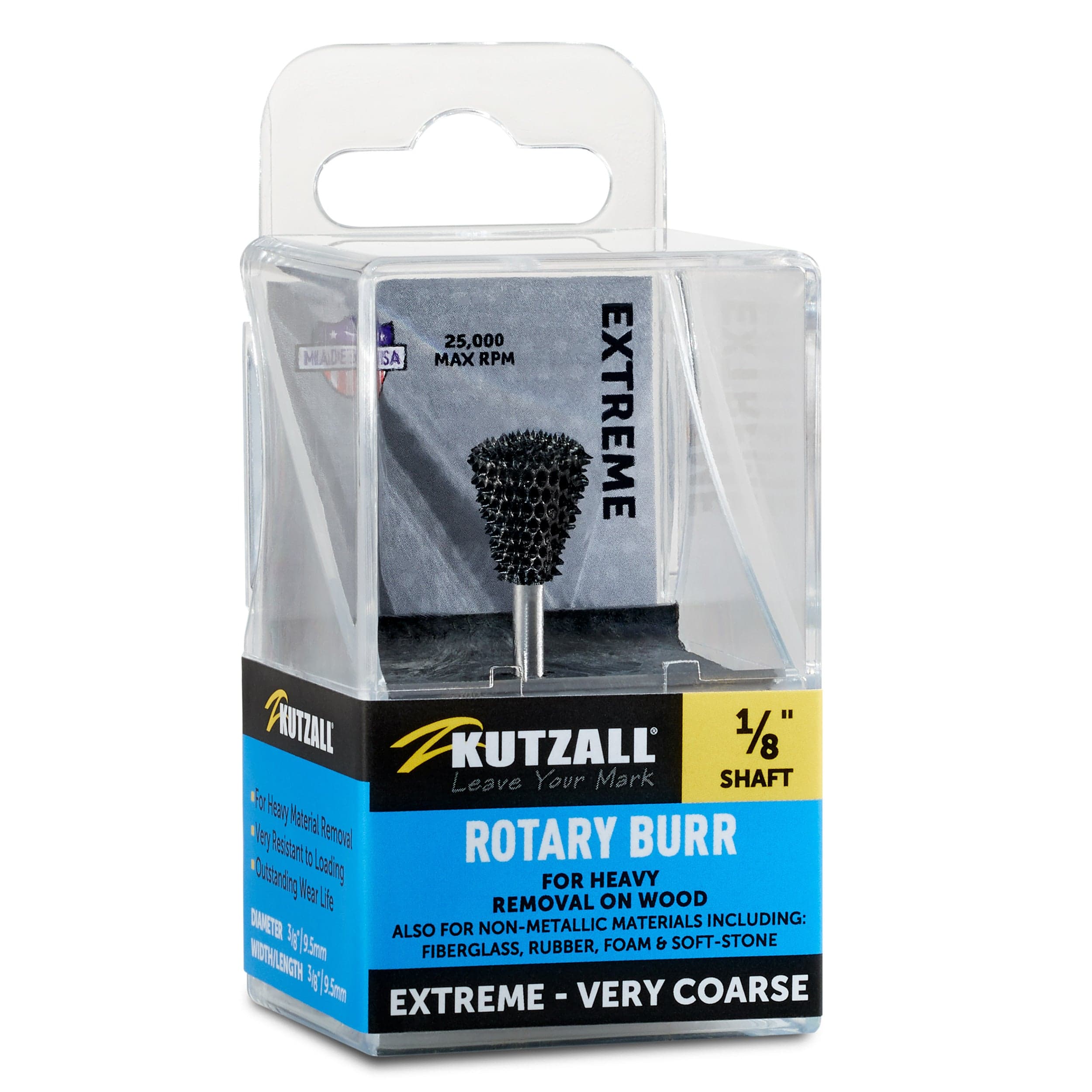 Extreme Dovetail Burr, 1/8" Shaft, Very Coarse (3/8" x 1/2") - Image 2