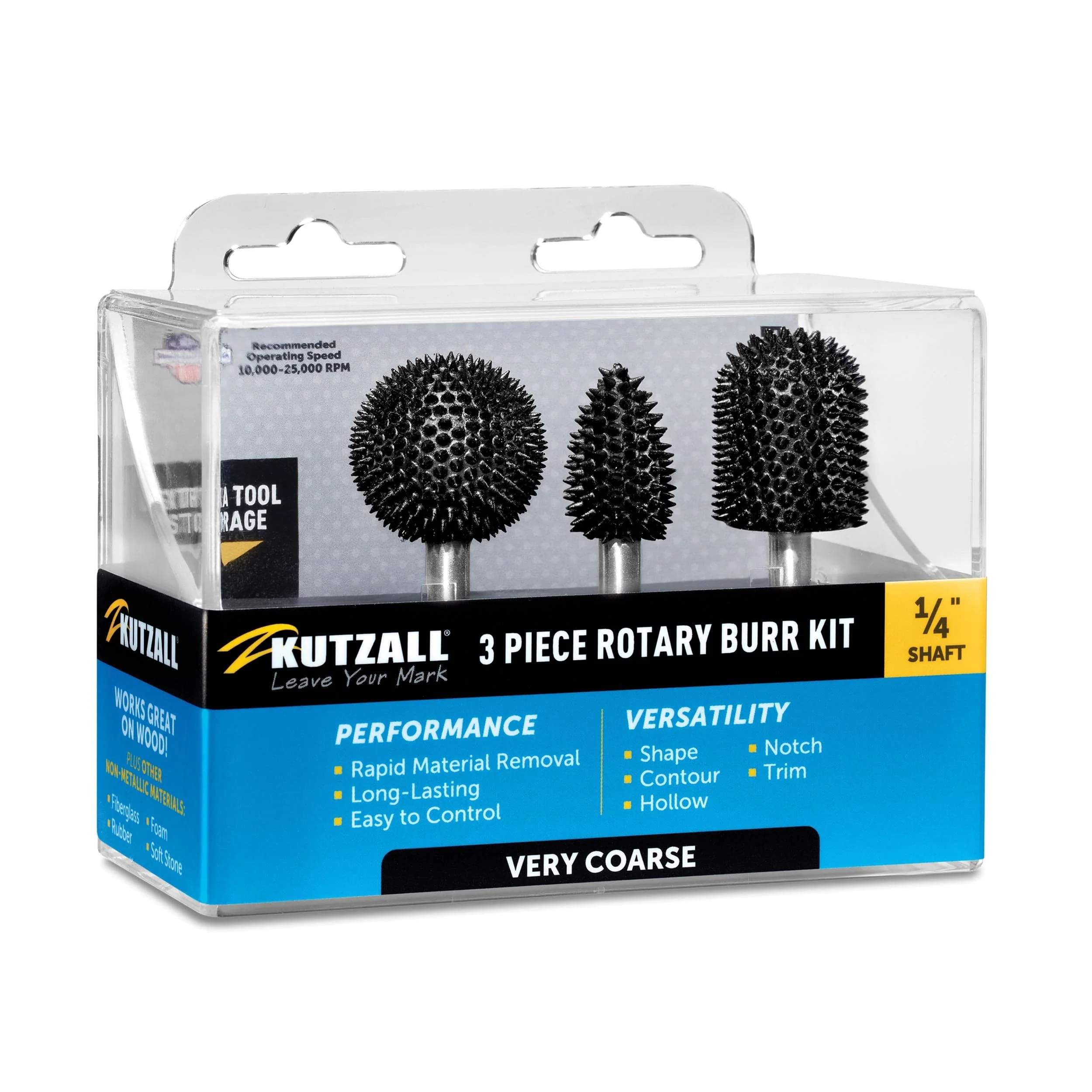 Extreme Rotary Burr Kit - 1/4" Shaft – Very Coarse - 3 Piece - Image 2