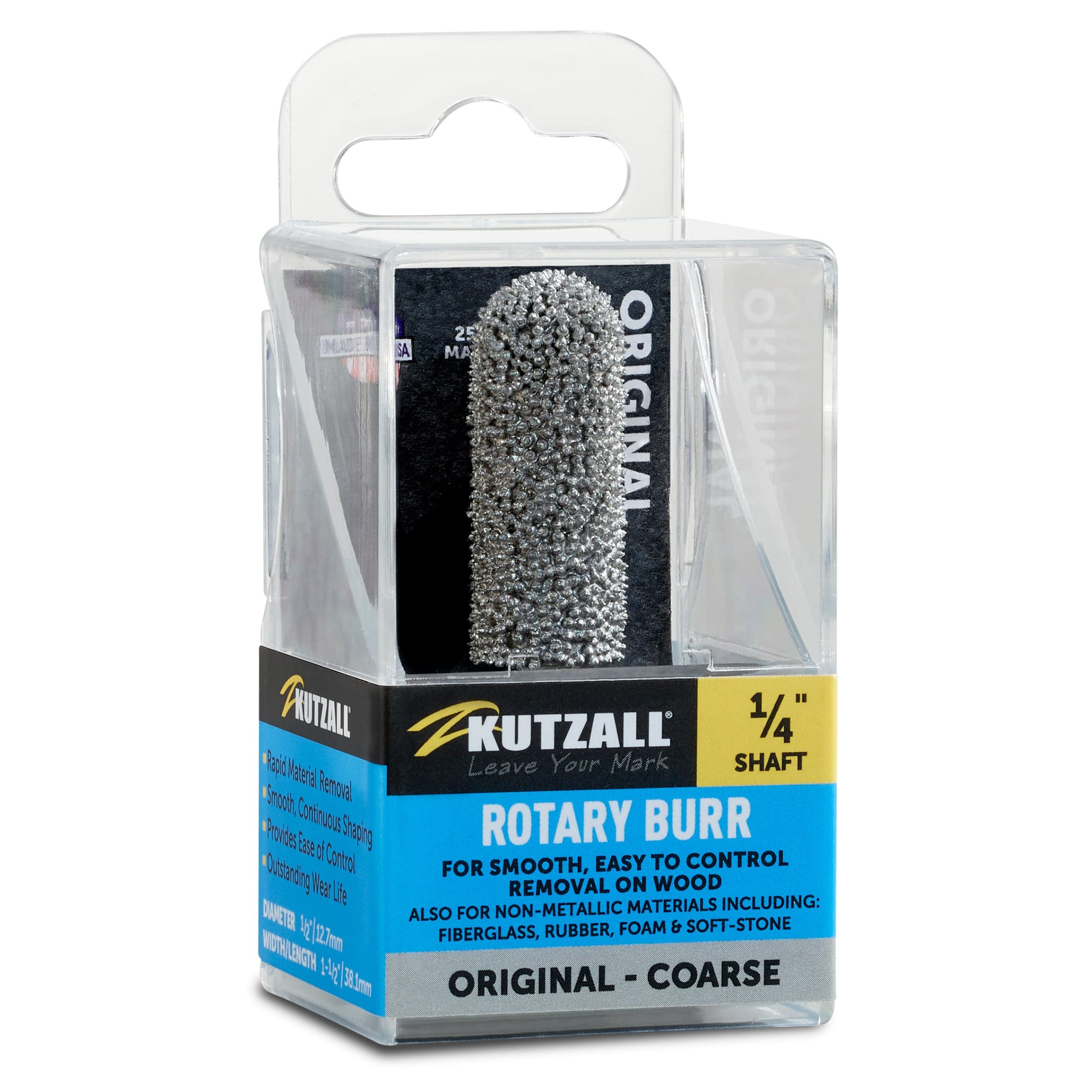 Original Ball Nose Burr, 1/4" Shaft, Coarse (1/2" x 1-1/2") - Image 2