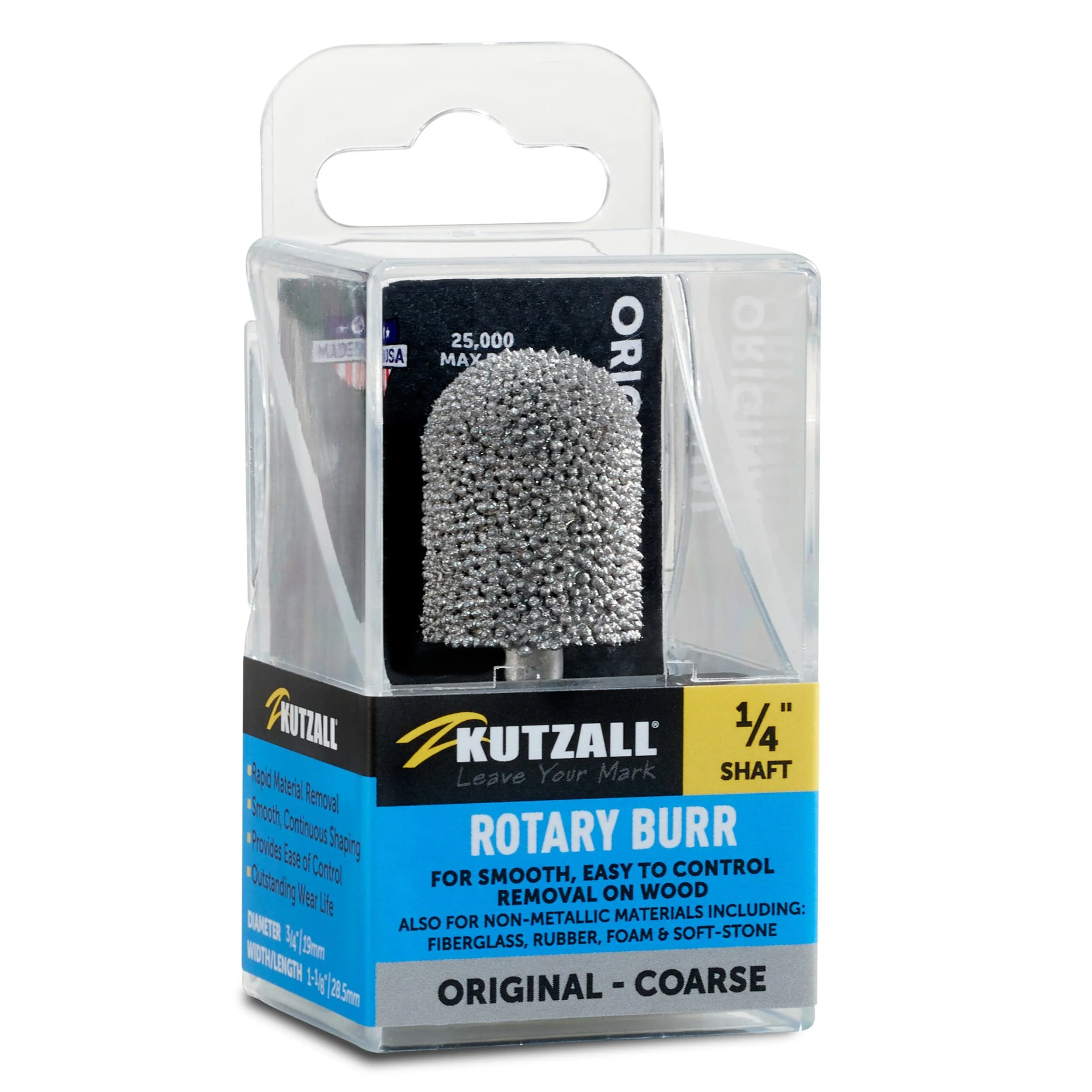 Original Ball Nose Burr, 1/4" Shaft, Coarse (3/4" x 1-1/8") - Image 2