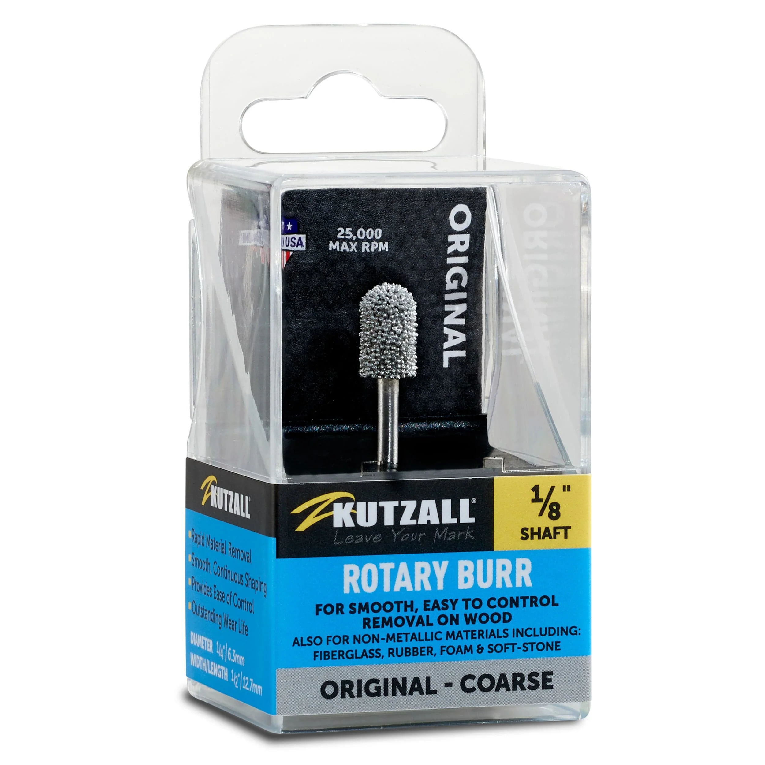 Original Ball Nose Burr, 1/8" Shaft, Coarse (1/4" x 1/2") - Image 2