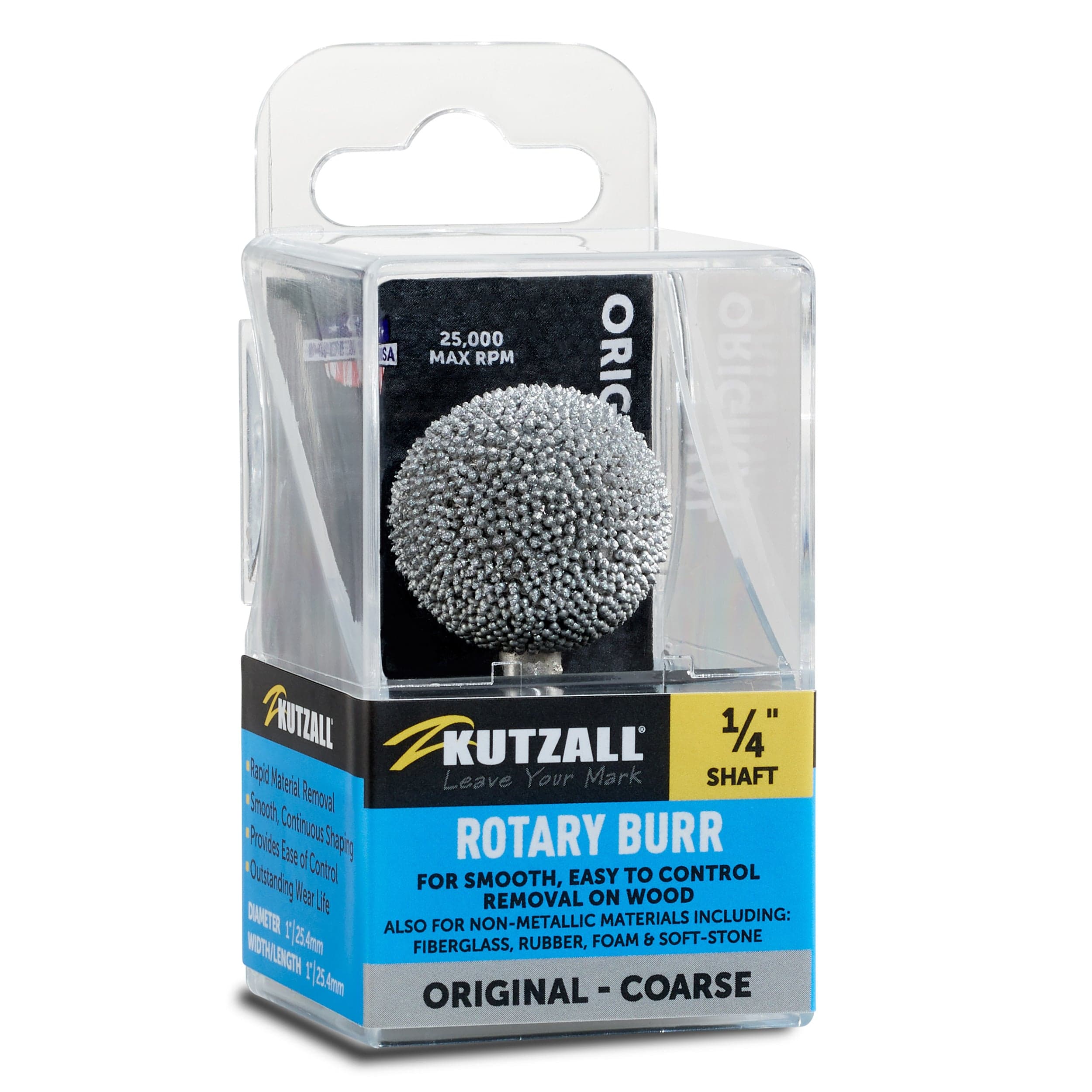Original Sphere Burr, 1/4" Shaft, Coarse (1" x 1") - Image 2