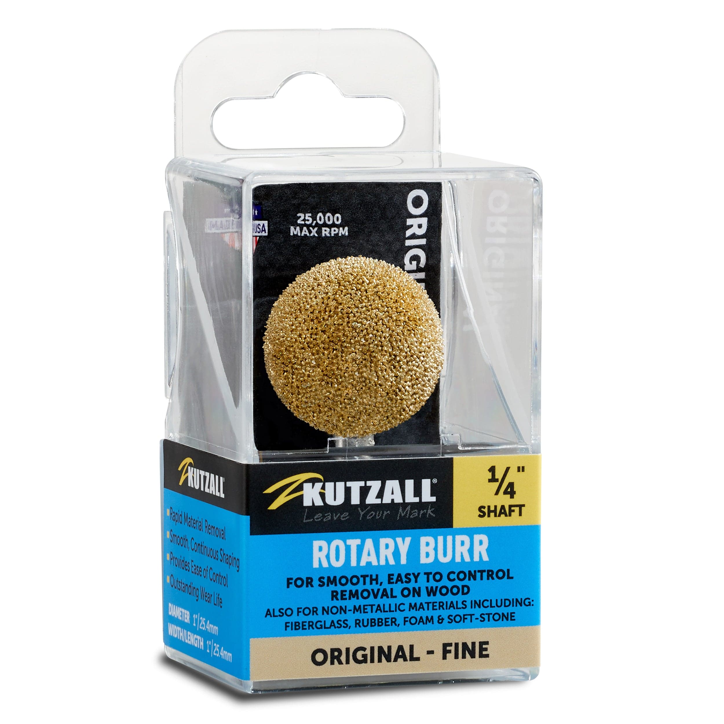 Original Sphere Burr, 1/4" Shaft, Fine (1" x 1") - Image 2