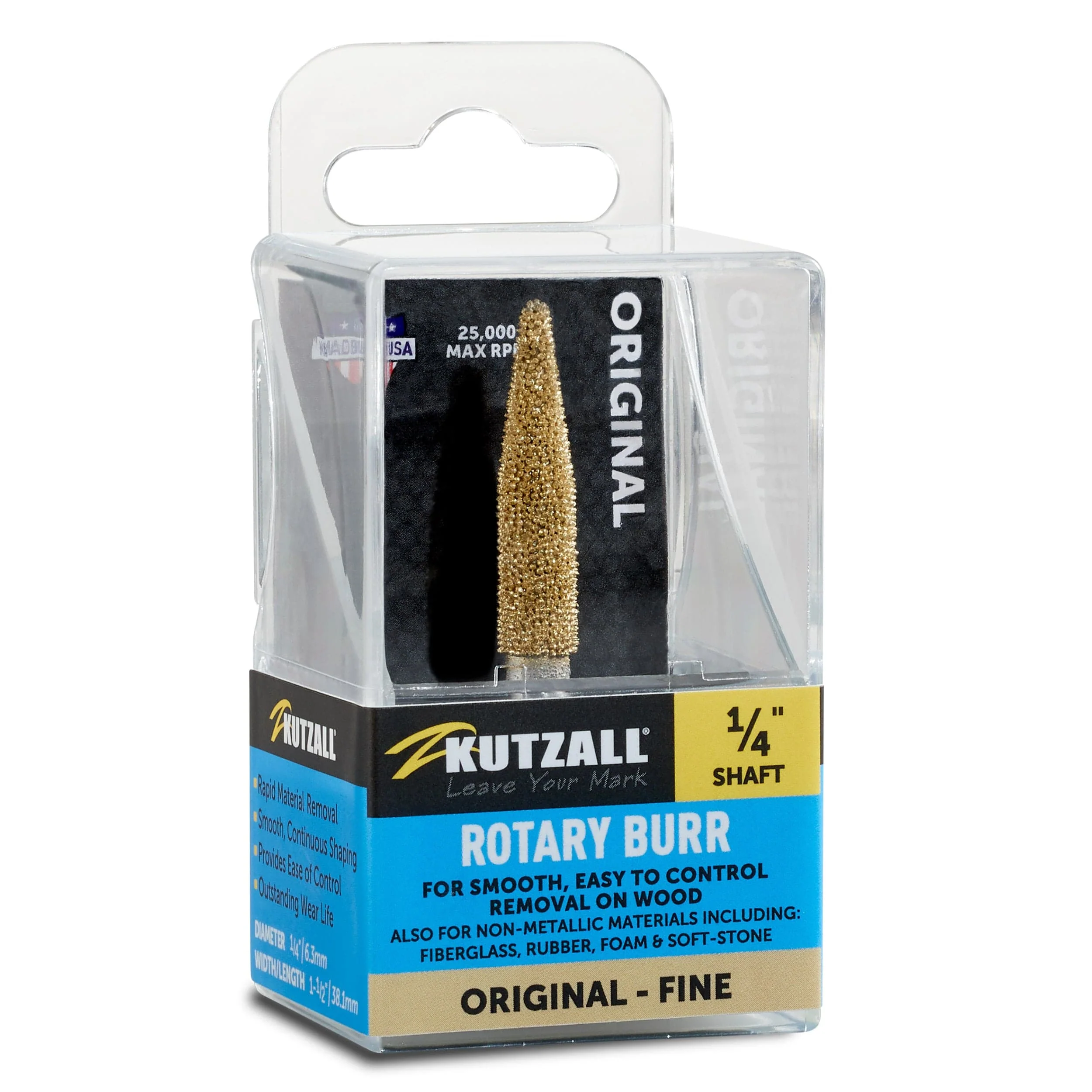 Original Taper Burr, 1/4" Shaft, Fine (1/4" x 1-1/2") - Image 2