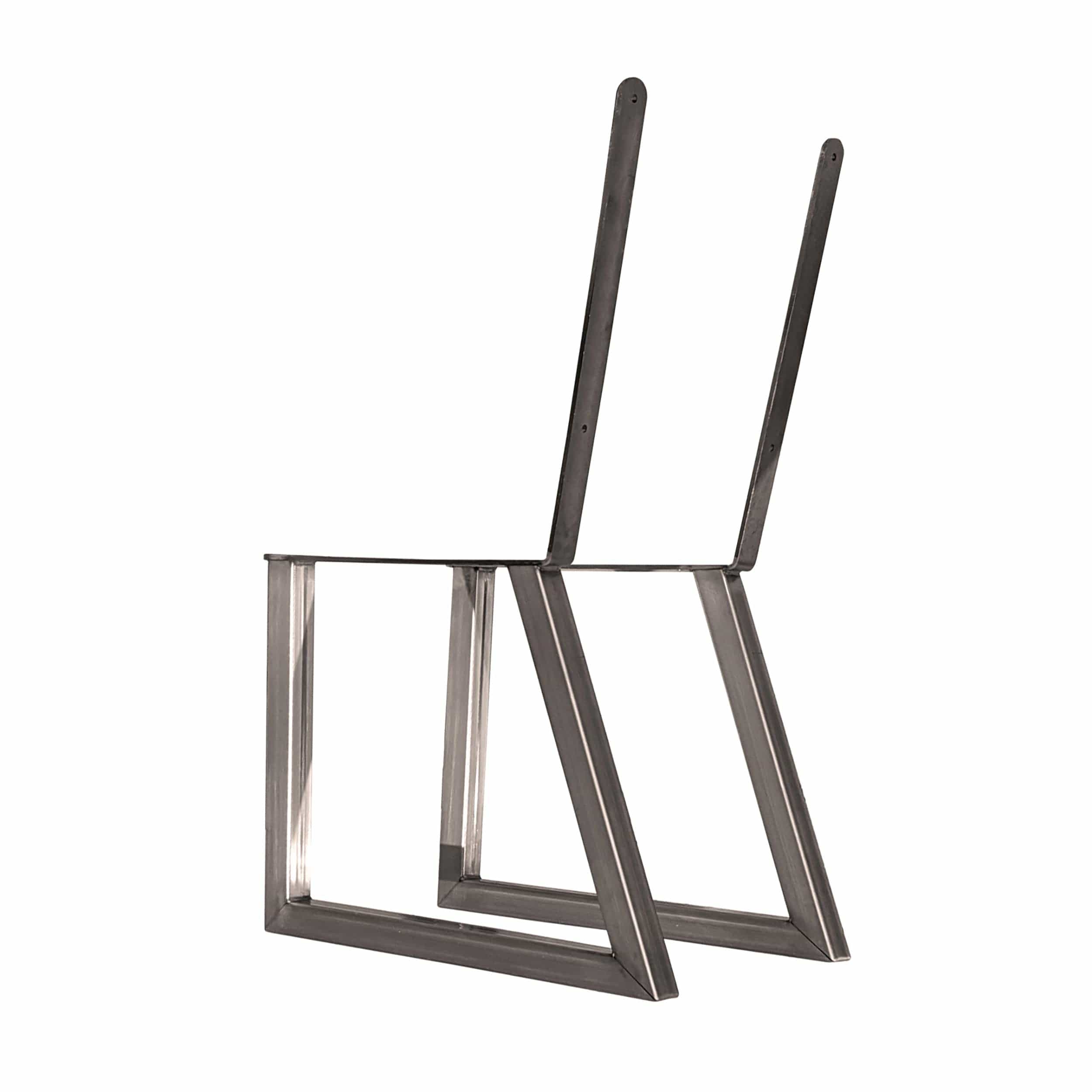 Bench Legs with Back Rest Raw Steel Pair - Image 3