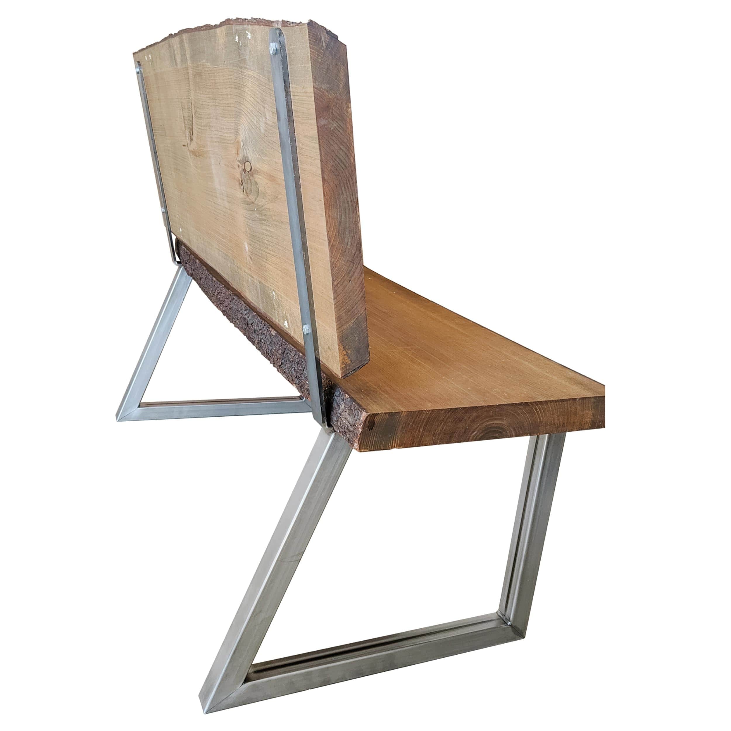 Bench Legs with Back Rest Raw Steel Pair - Image 6