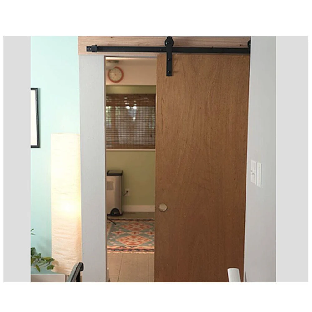 Barn Door Hardware Black Straight Strap 6'6" Rail - Image 4