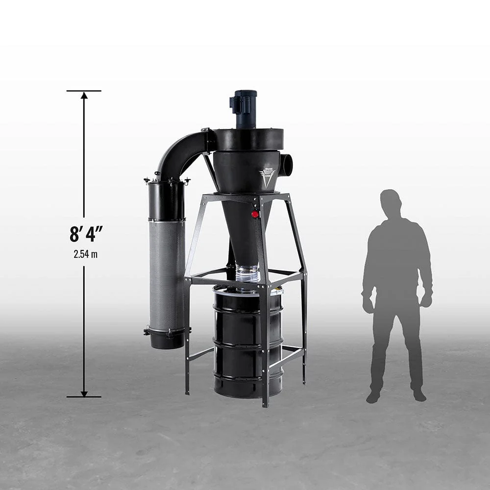 V-System 3000 55-Gallon Cyclone Dust Collector with Stand - HEPA GFM - 3 HP 1 Ph 230V - Image 7