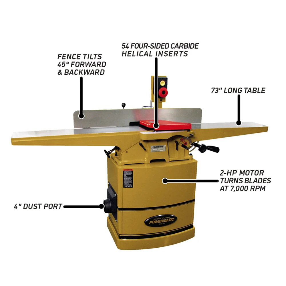8" Jointer - 2 HP 1 Ph 230V - Helical Cutterhead - 60HH - Image 7