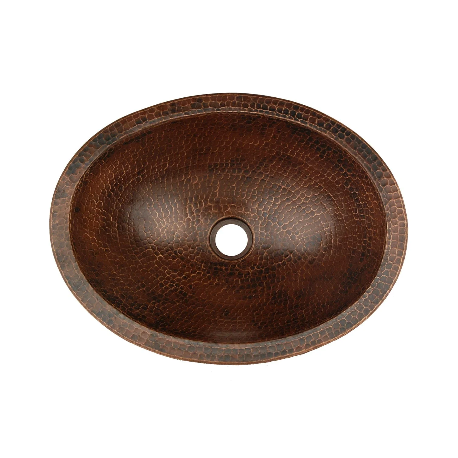 17" Compact Oval Skirted Vessel Hammered Copper Sink - Image 2