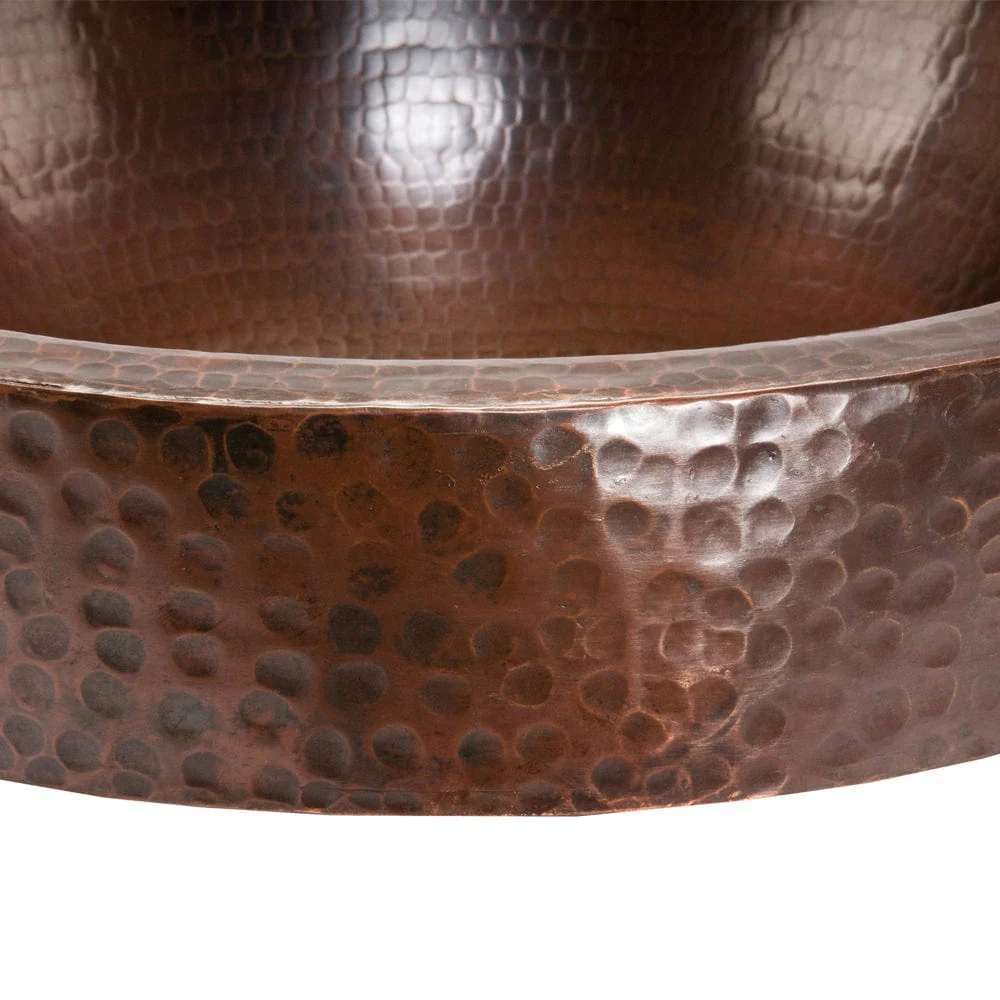 17" Compact Oval Skirted Vessel Hammered Copper Sink - Image 3