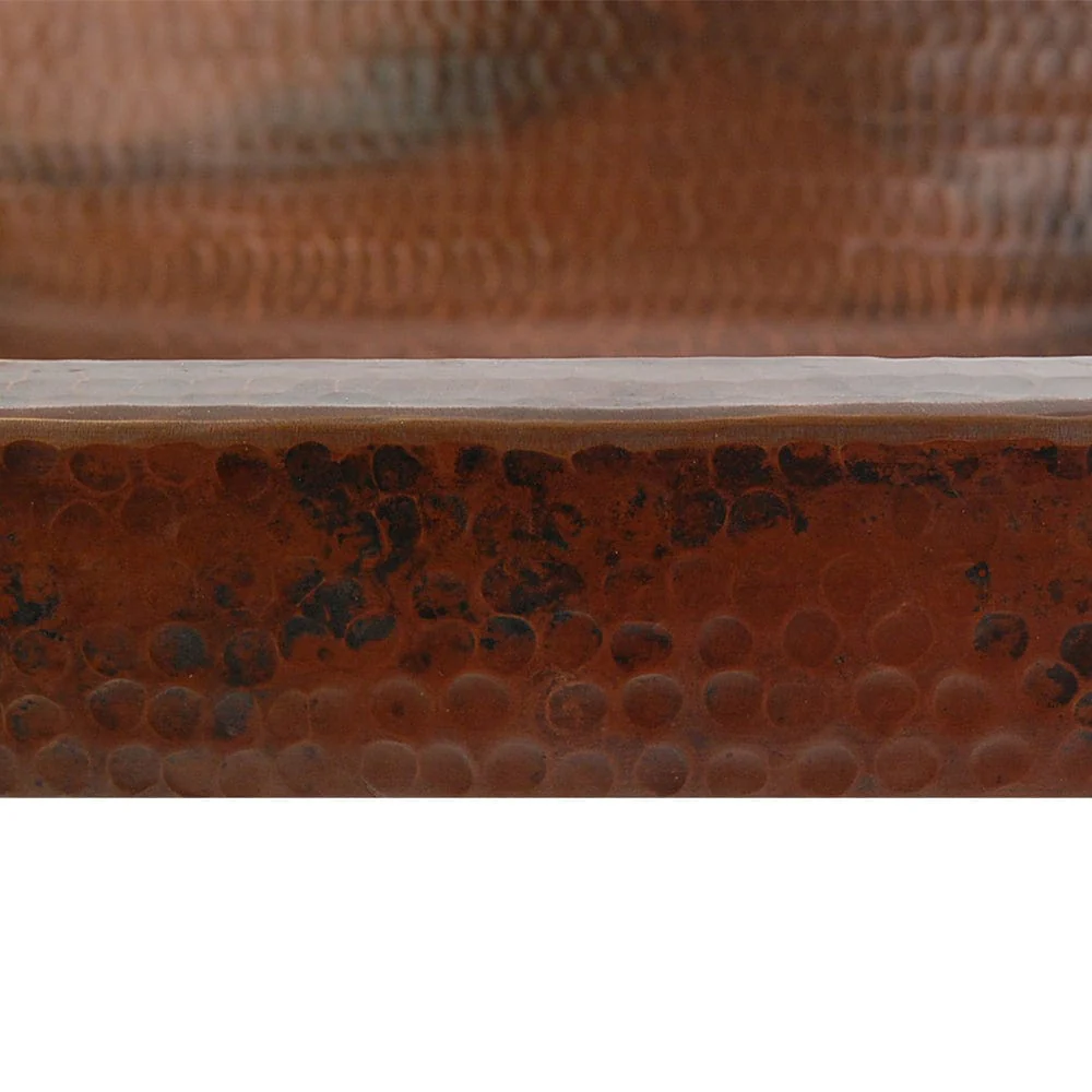 19" Rectangle Skirted Vessel Hammered Copper Sink - Image 3