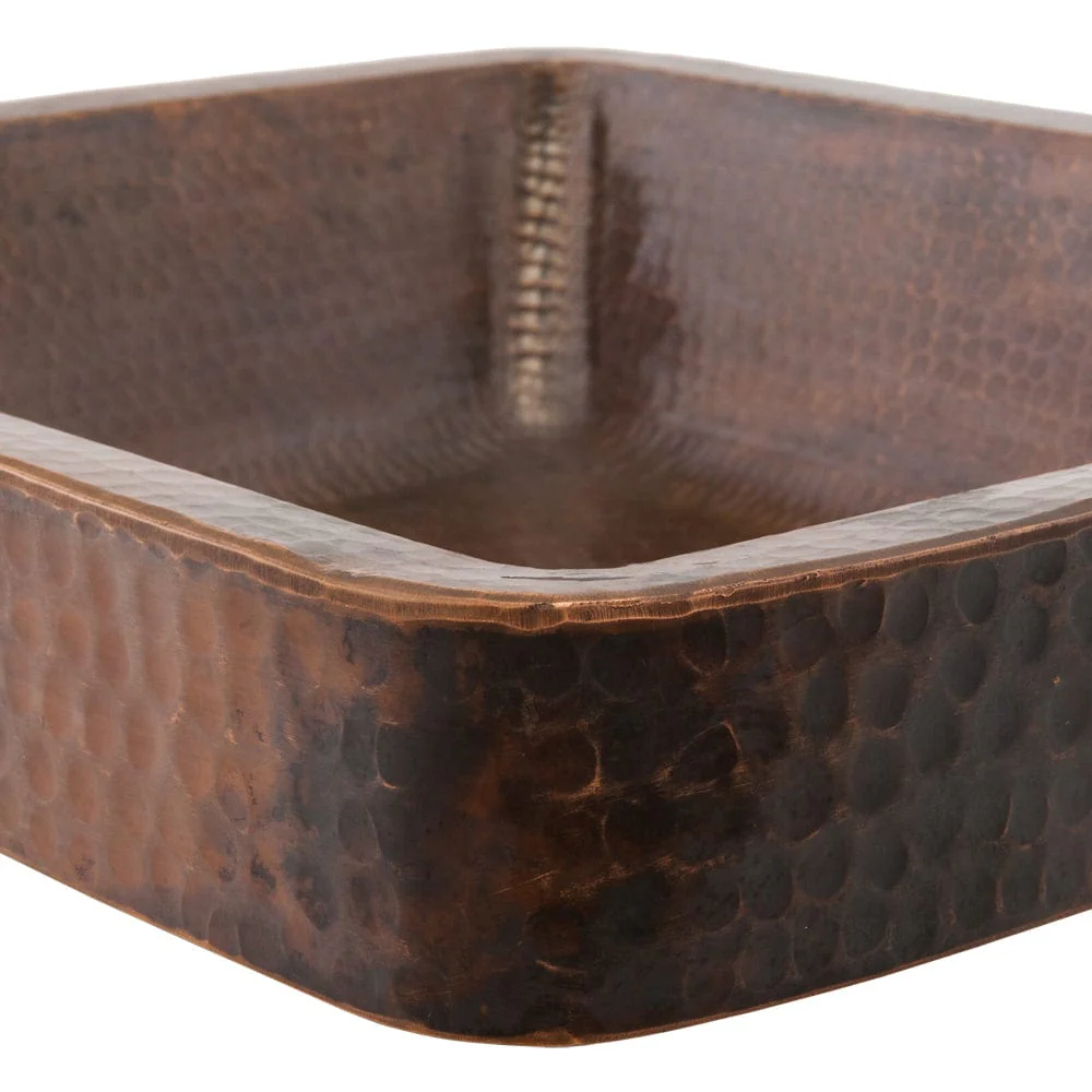 19" Rectangle Skirted Vessel Hammered Copper Sink - Image 4