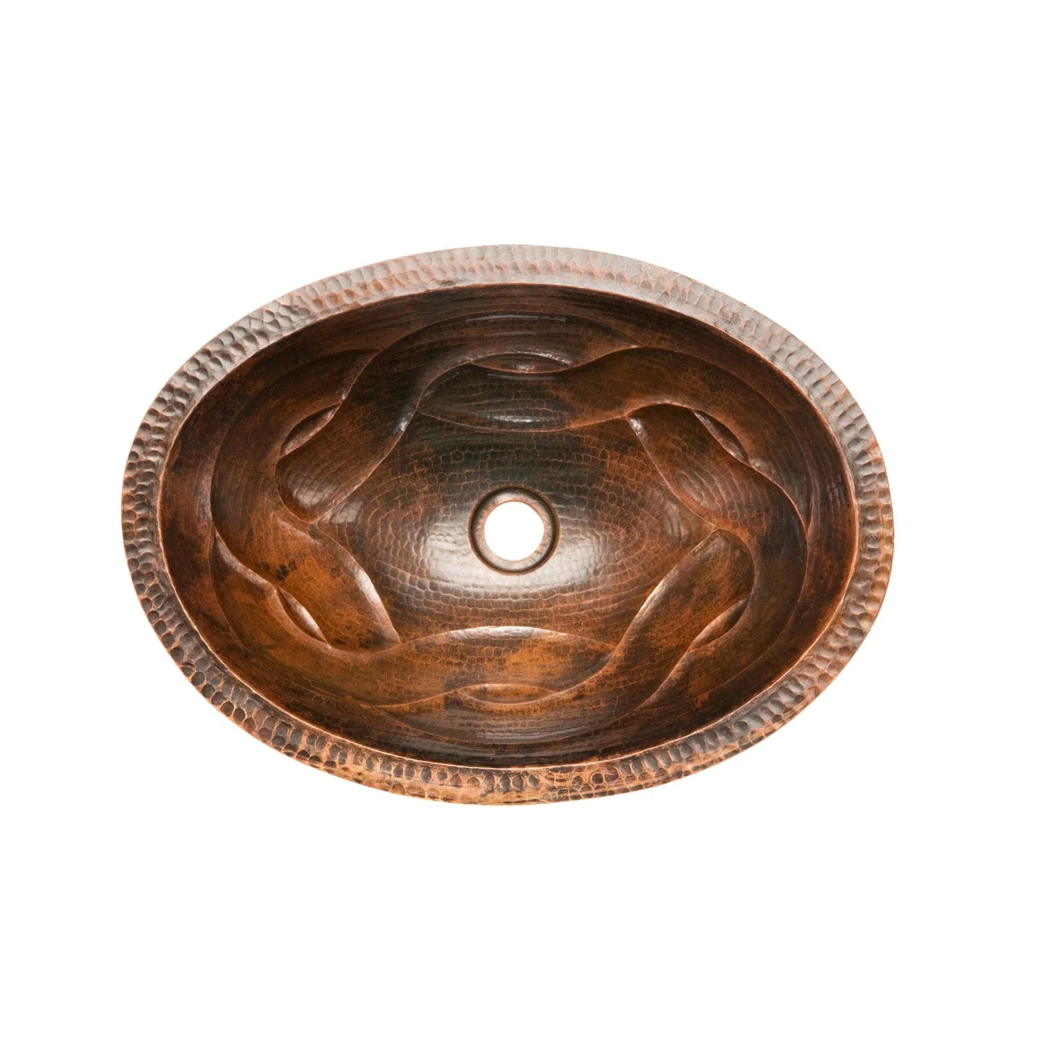 Oval Braid Under Counter Hammered Copper Sink - Image 2