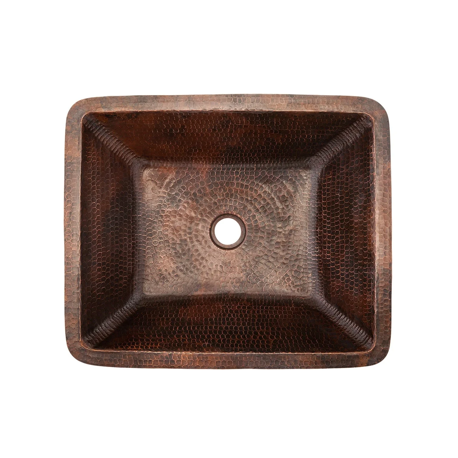 Rectangle Under Counter Hammered Copper Bathroom Sink - Image 2