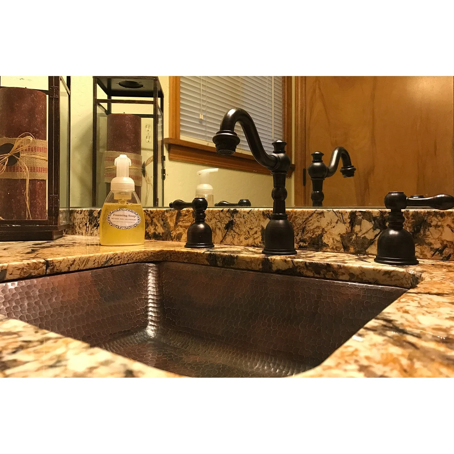 Rectangle Under Counter Hammered Copper Bathroom Sink - Image 5