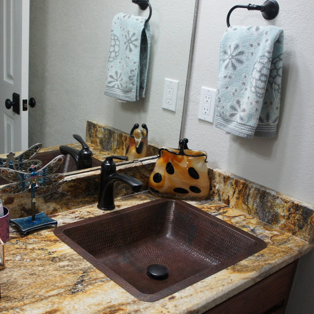Rectangle Under Counter Hammered Copper Bathroom Sink - Image 7