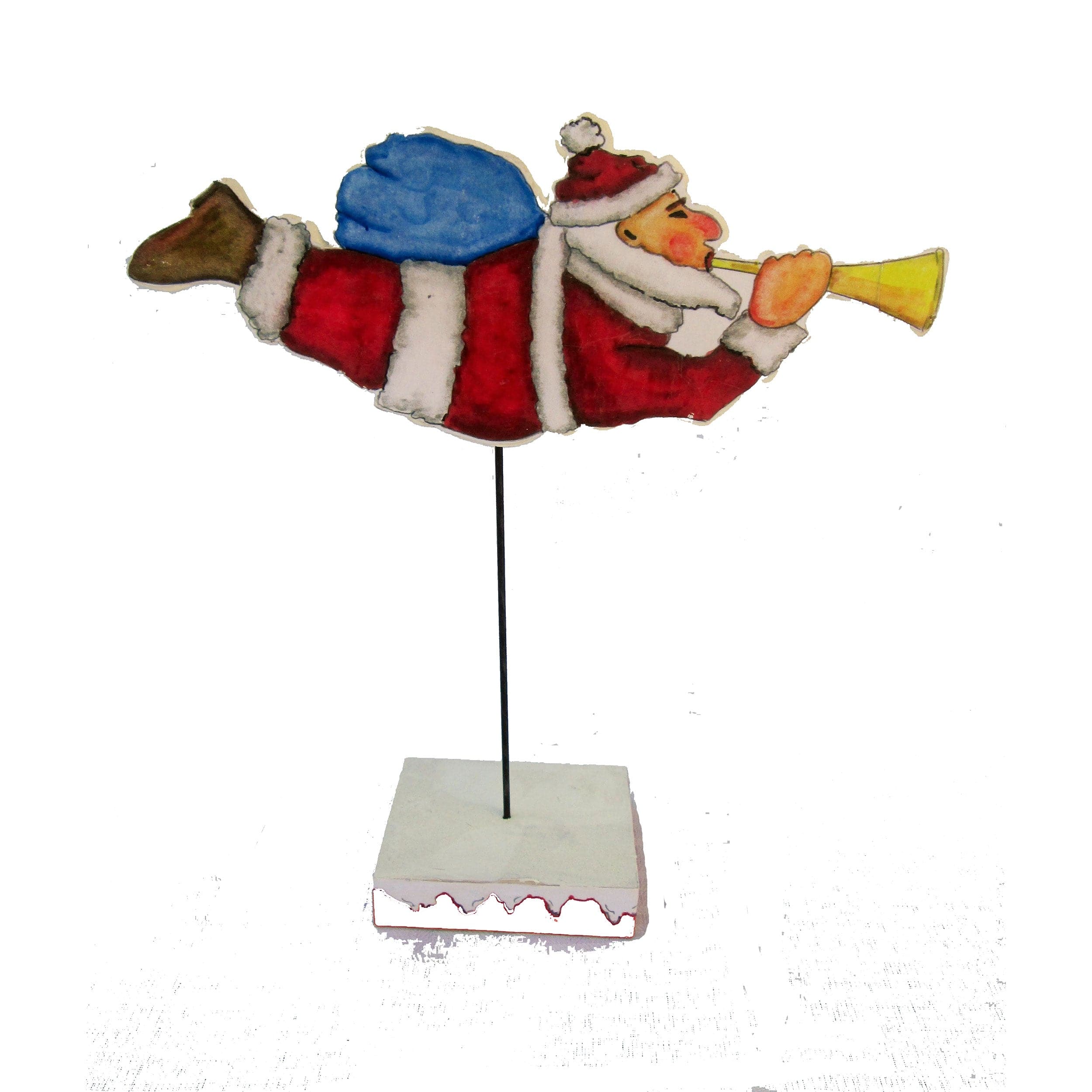 Flying Santa on Pedestal Woodworking Pattern and Picture