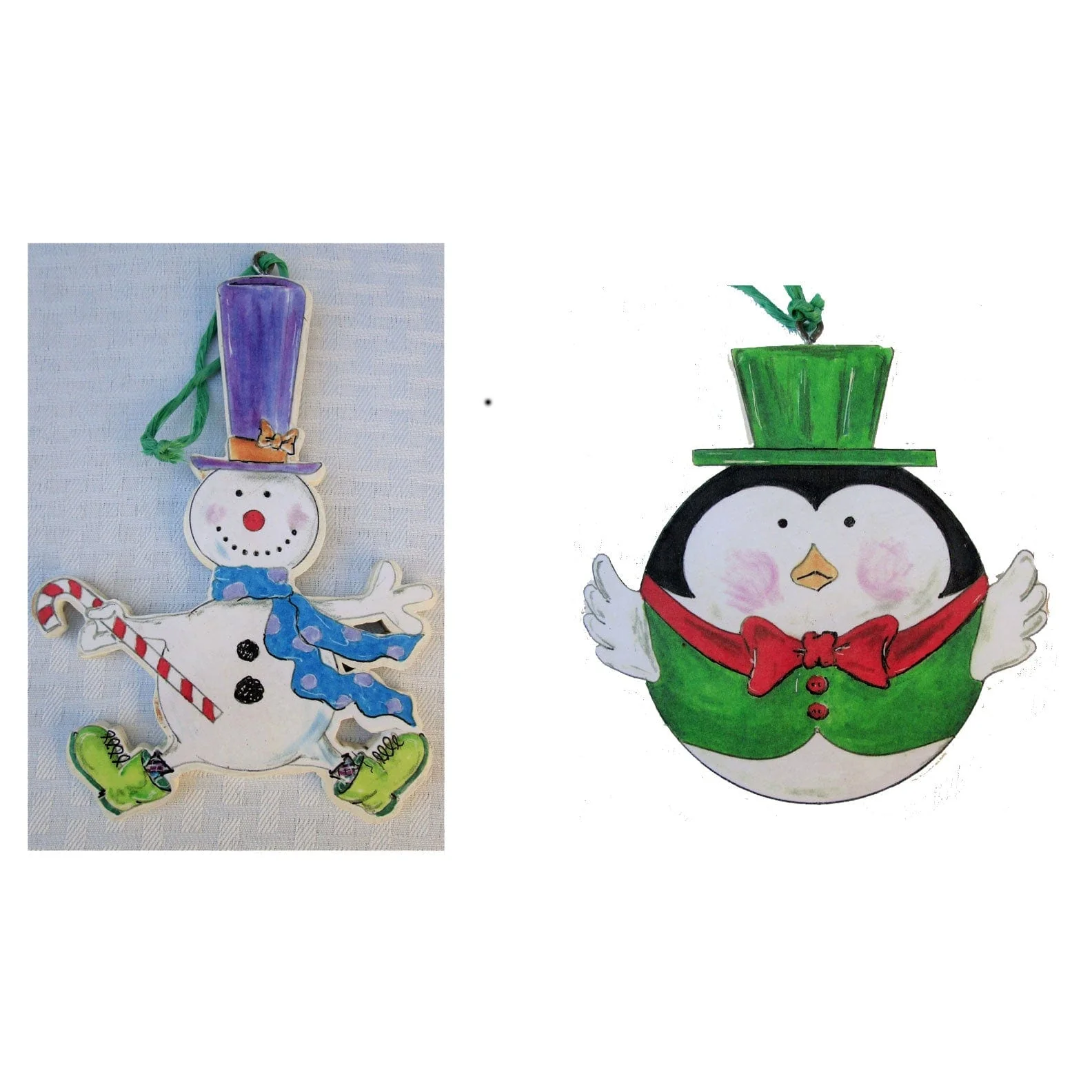 Snowman & Penguin Ornaments Woodworking Pattern and Picture