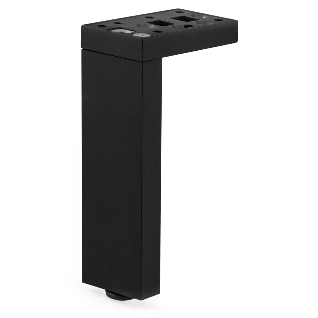 11-3/4" (300 mm) Adjustable Contemporary Versatile T or L Shaped Furniture Leg Matte Black