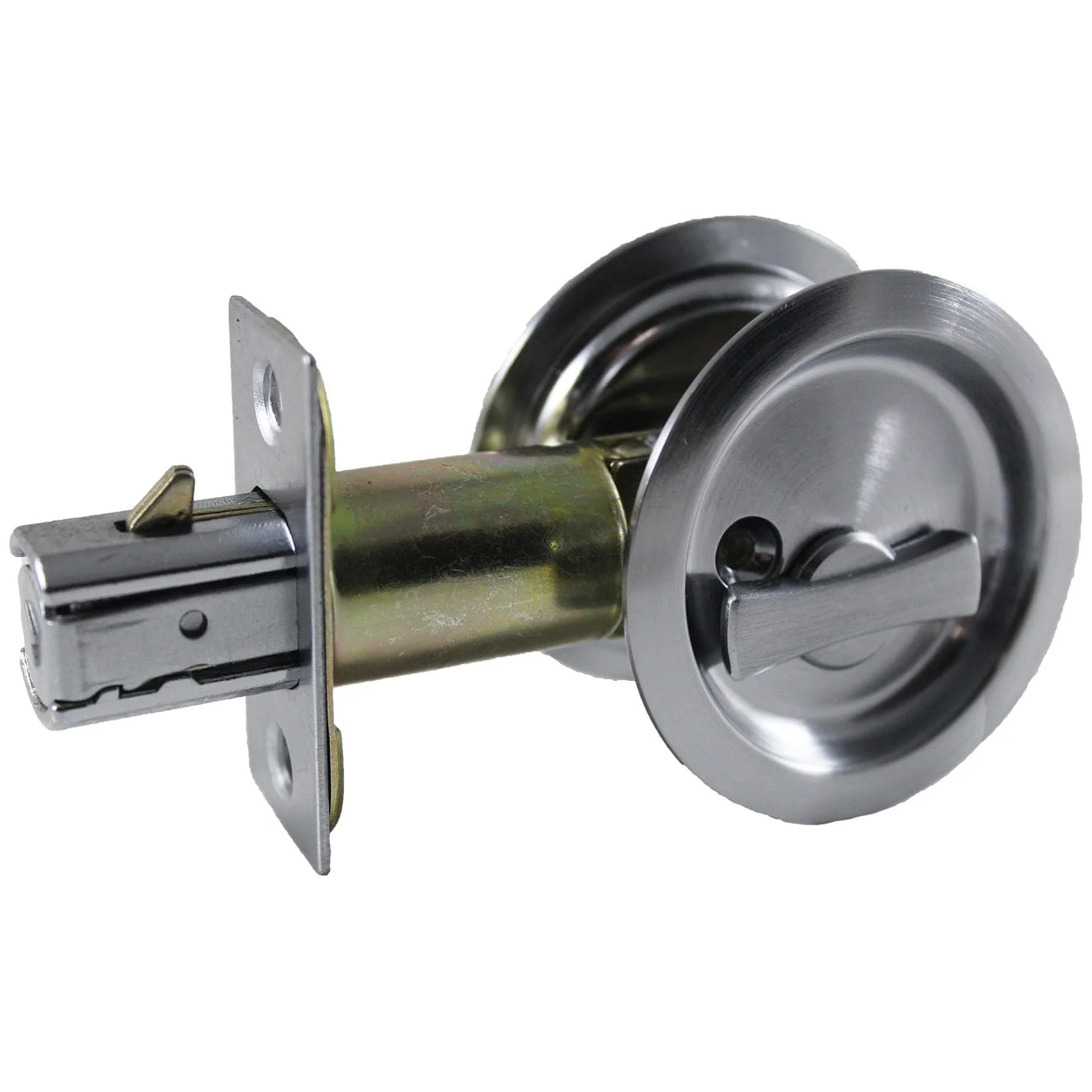 2-7/16" (62 mm) Pocket Door Pull Round Brushed Nickel Privacy