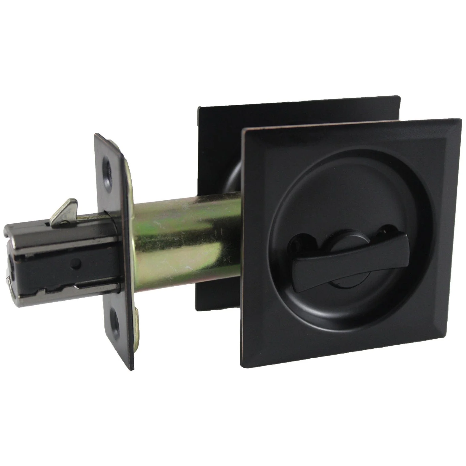 2-7/16" (62 mm) Pocket Door Pull Square Black Privacy - Image 2