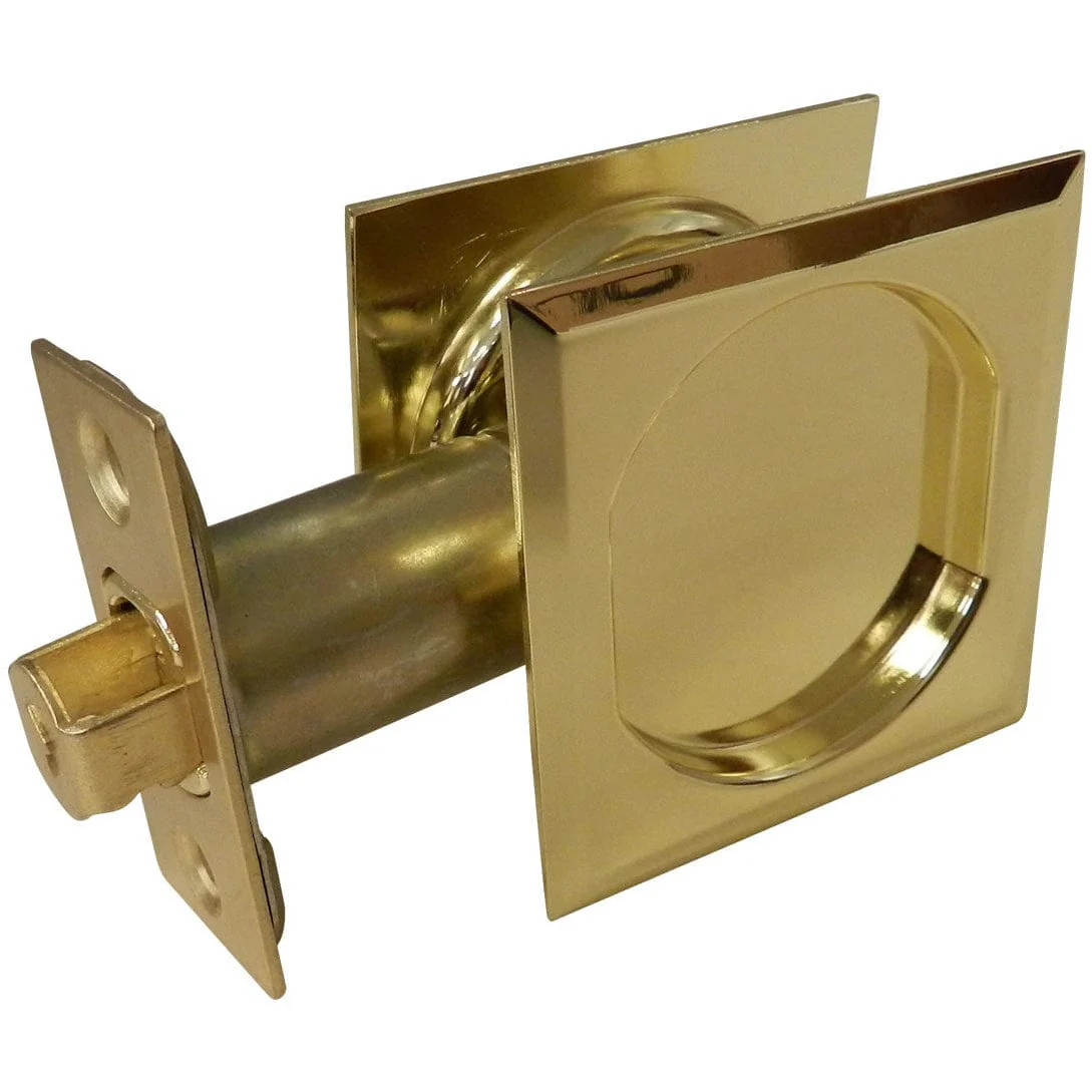 2-7/16" (62 mm) Pocket Door Pull Square Bright Brass Passage