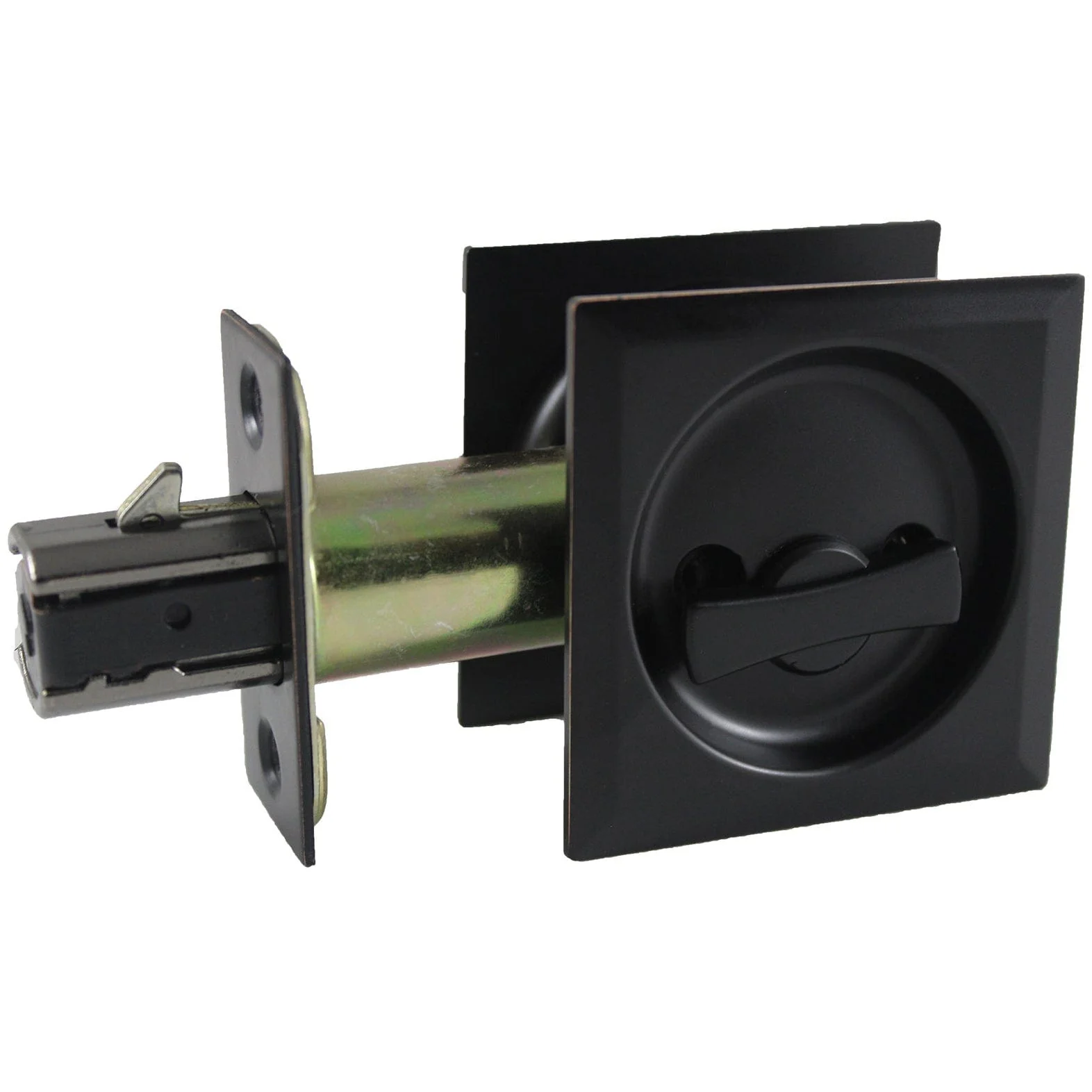2-7/16" (62 mm) Pocket Door Pull Square Brushed Nickel Privacy - Image 2