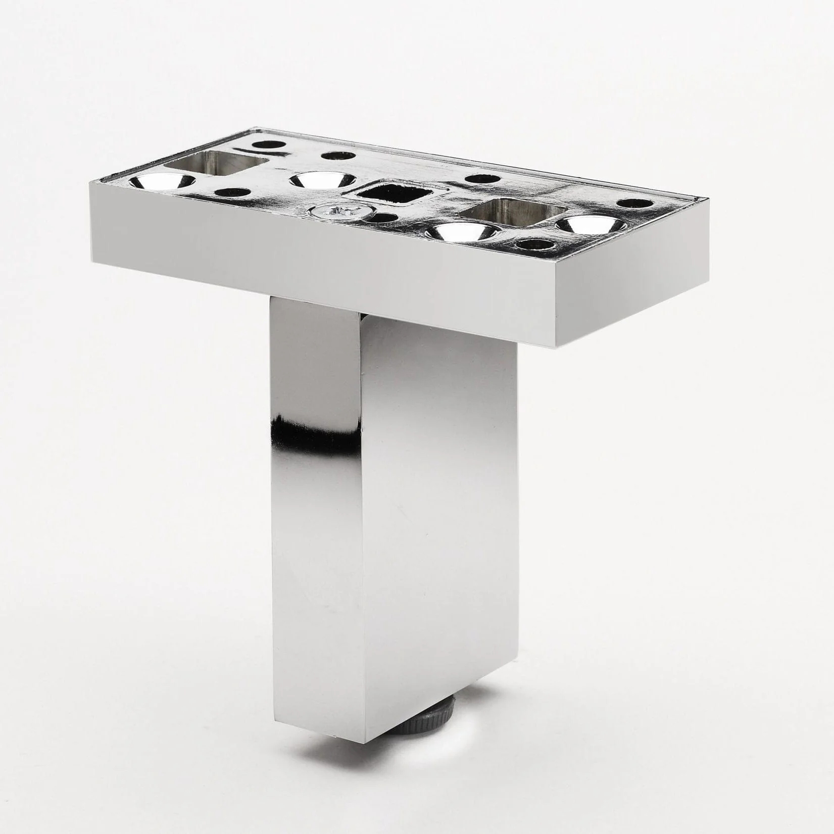 3-15/16" (100 mm) Adjustable Contemporary Versatile T or L Shaped Furniture Leg Chrome