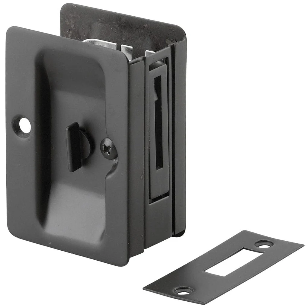 3-7/32" (82 mm) Pocket Door Pull  Rectangular Black Privacy