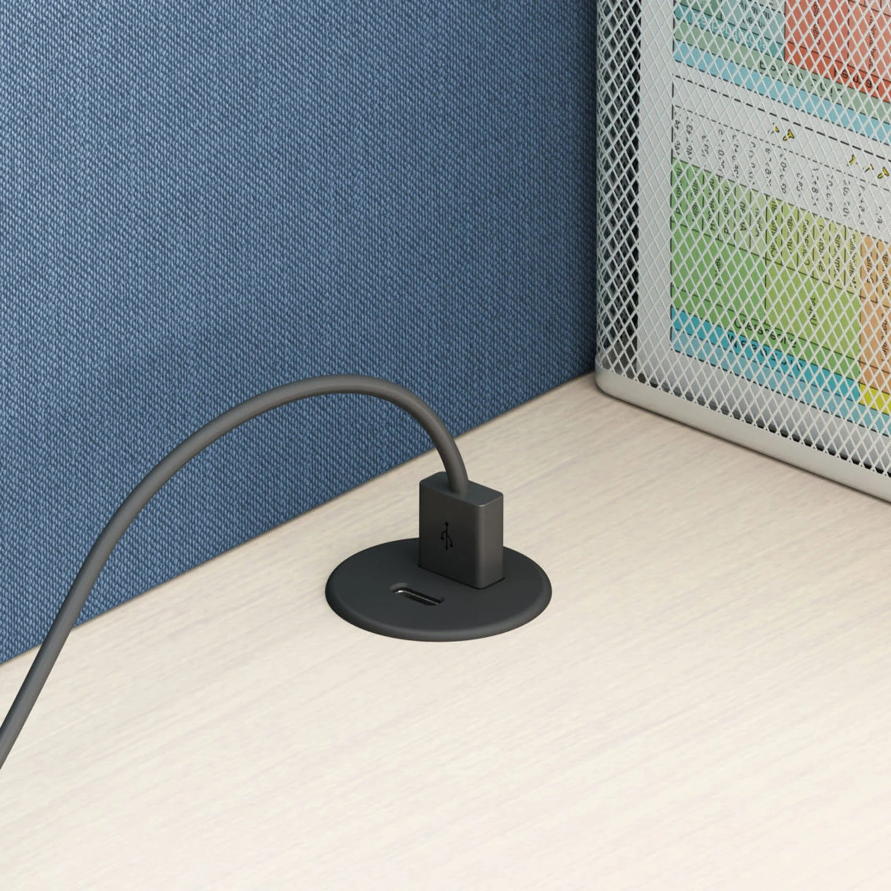 5V Rounded Recessed USB Charger Black - Image 3