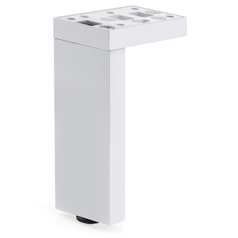 7-7/8" (200 mm) Adjustable Contemporary Versatile T or L Shaped Furniture Leg Glossy White