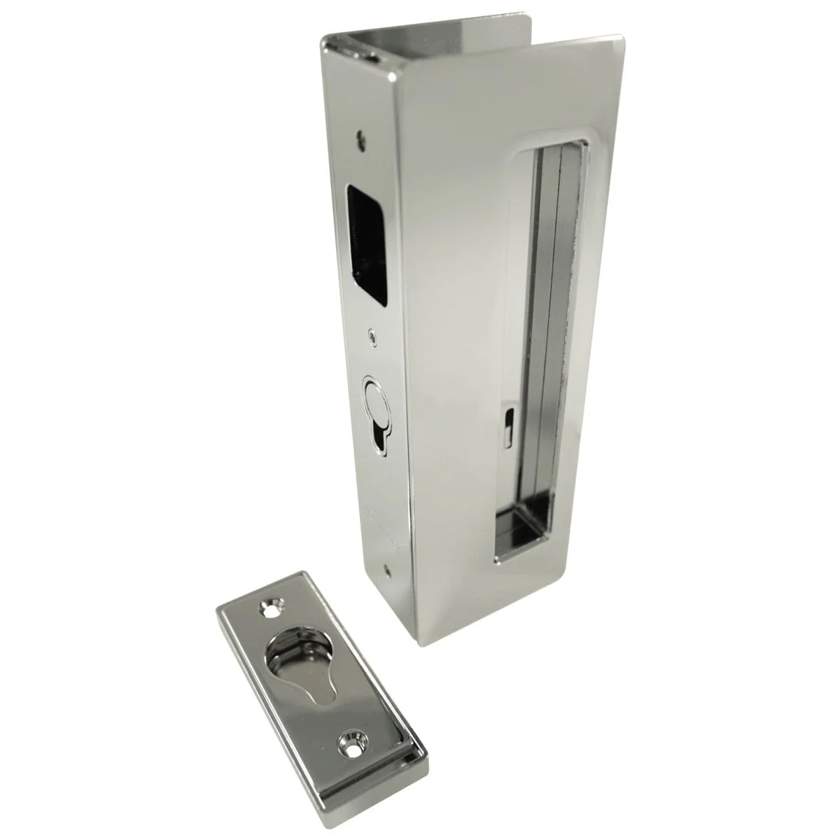 Cavity Sliders CL400 Magnetic Pocket Door Handle - Left Hand Snib - Bright Chrome - Fits 1-3/8" Door