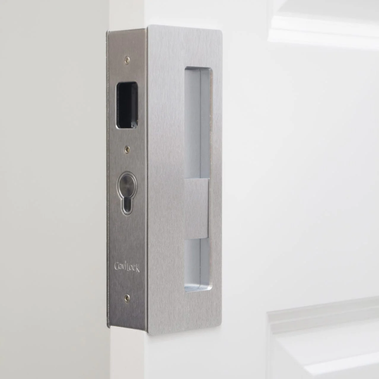 Cavity Sliders CL400 Magnetic Pocket Door Handle for 1-3/8" Door Satin Nickel RH Snib - Image 2