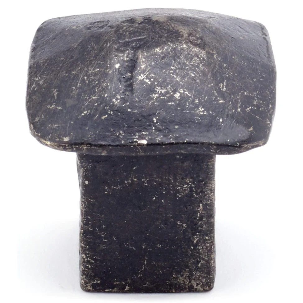 Contemporary Knob, 1-1/32" x 1-1/32", Matte Black Iron